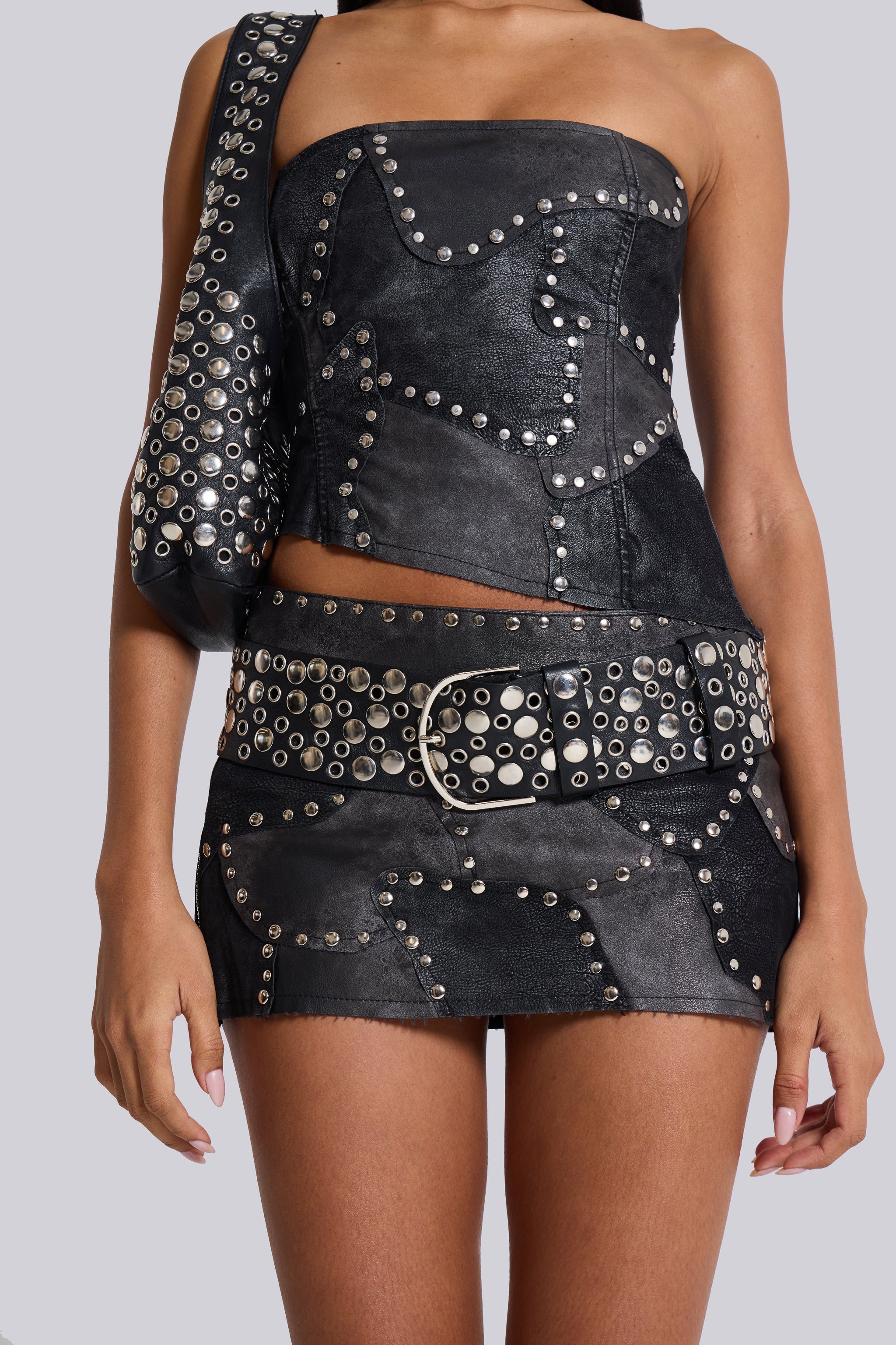 Shadow Studded Mini Skirt