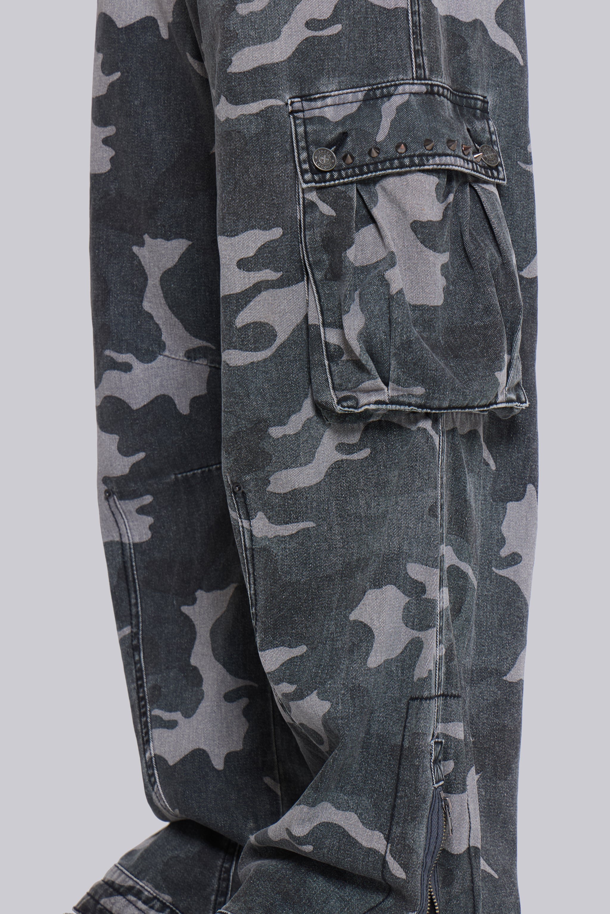 Washed Black Trooper Camo Cargo Pant