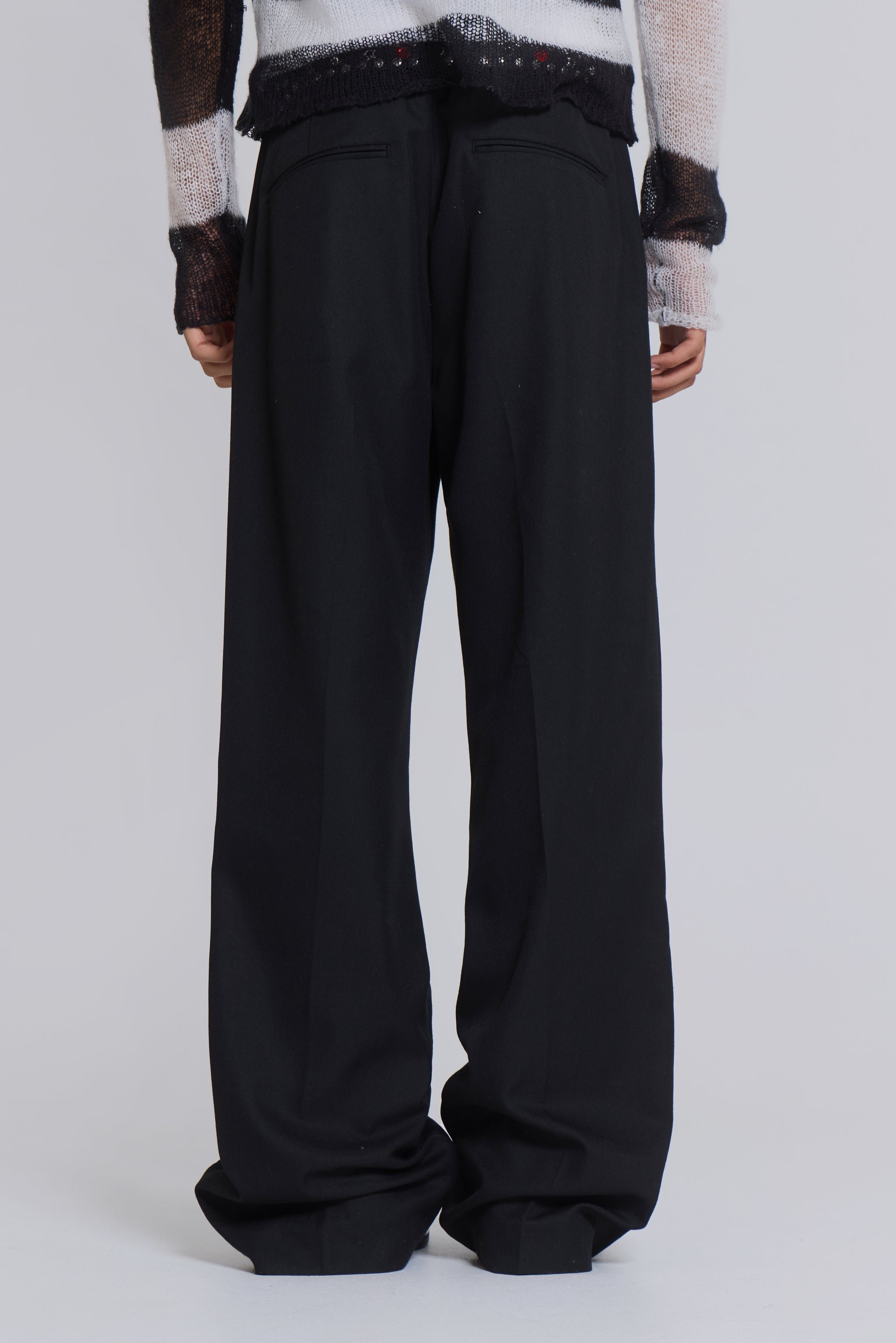 Black Stacked Bootcut Suit Pants