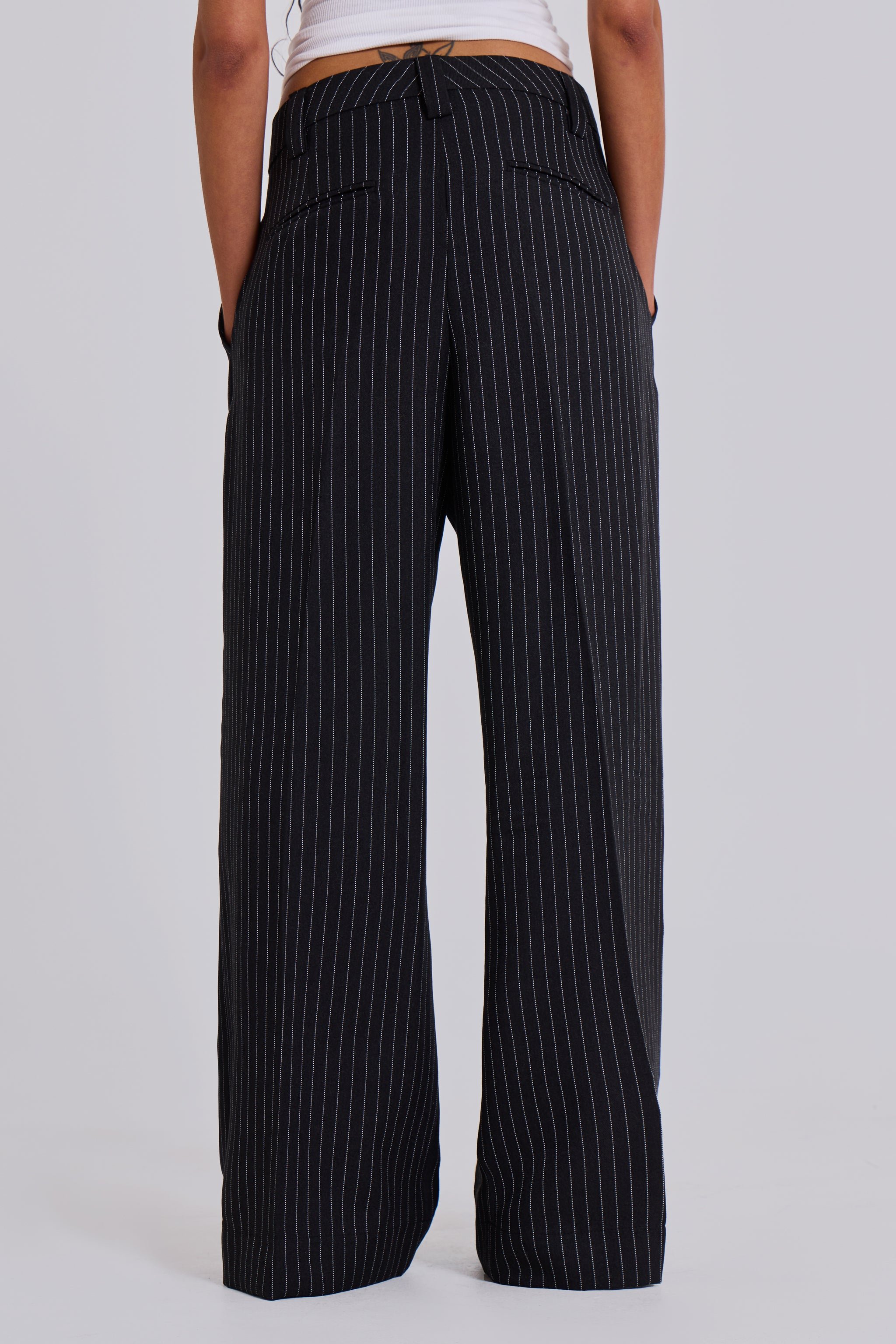 Black Pinstripe Goliath Pants