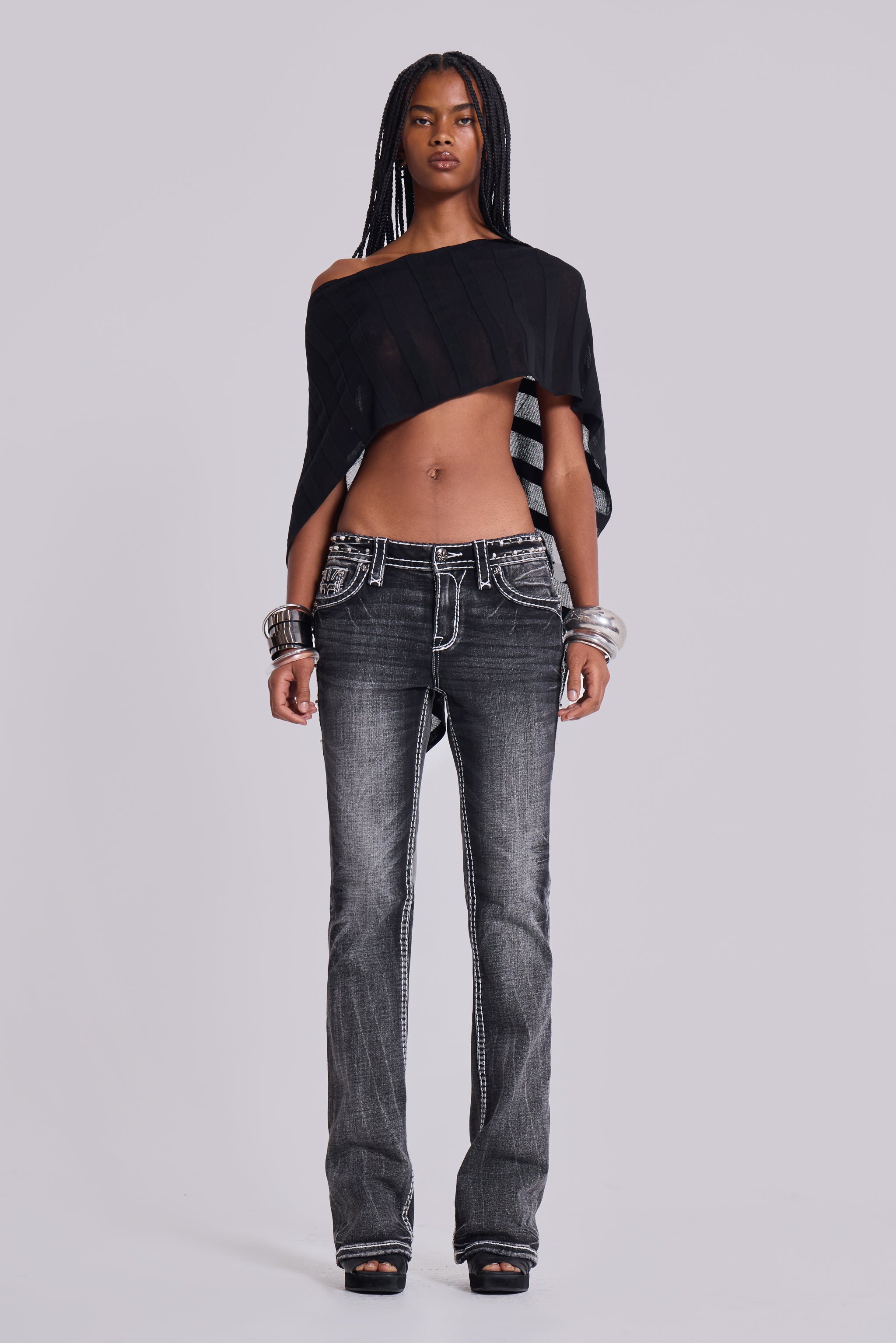 Rock Revival Madison Bootcut Jeans in Washed Black