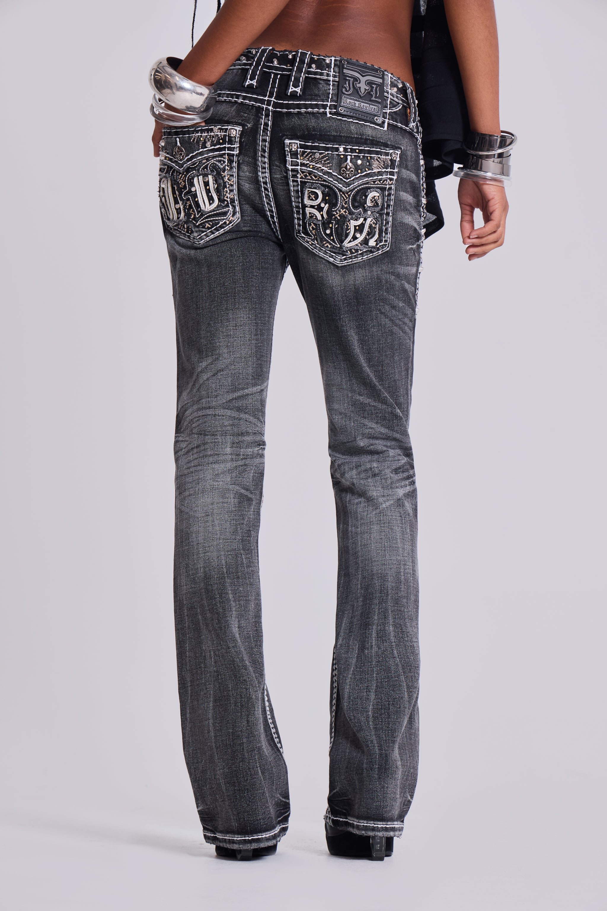 Rock Revival Madison Bootcut Jeans in Washed Black