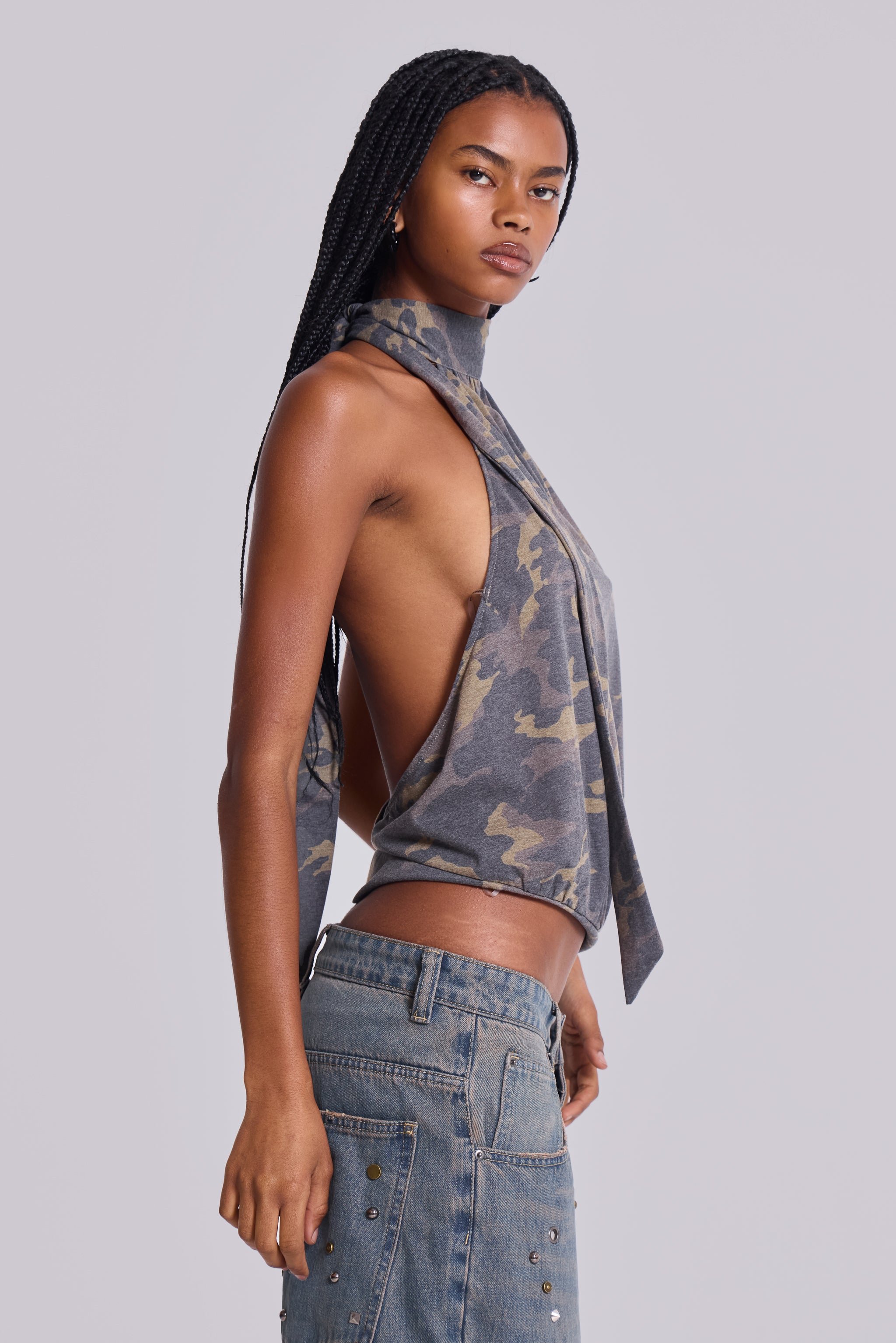 Enya Camo Backless Top