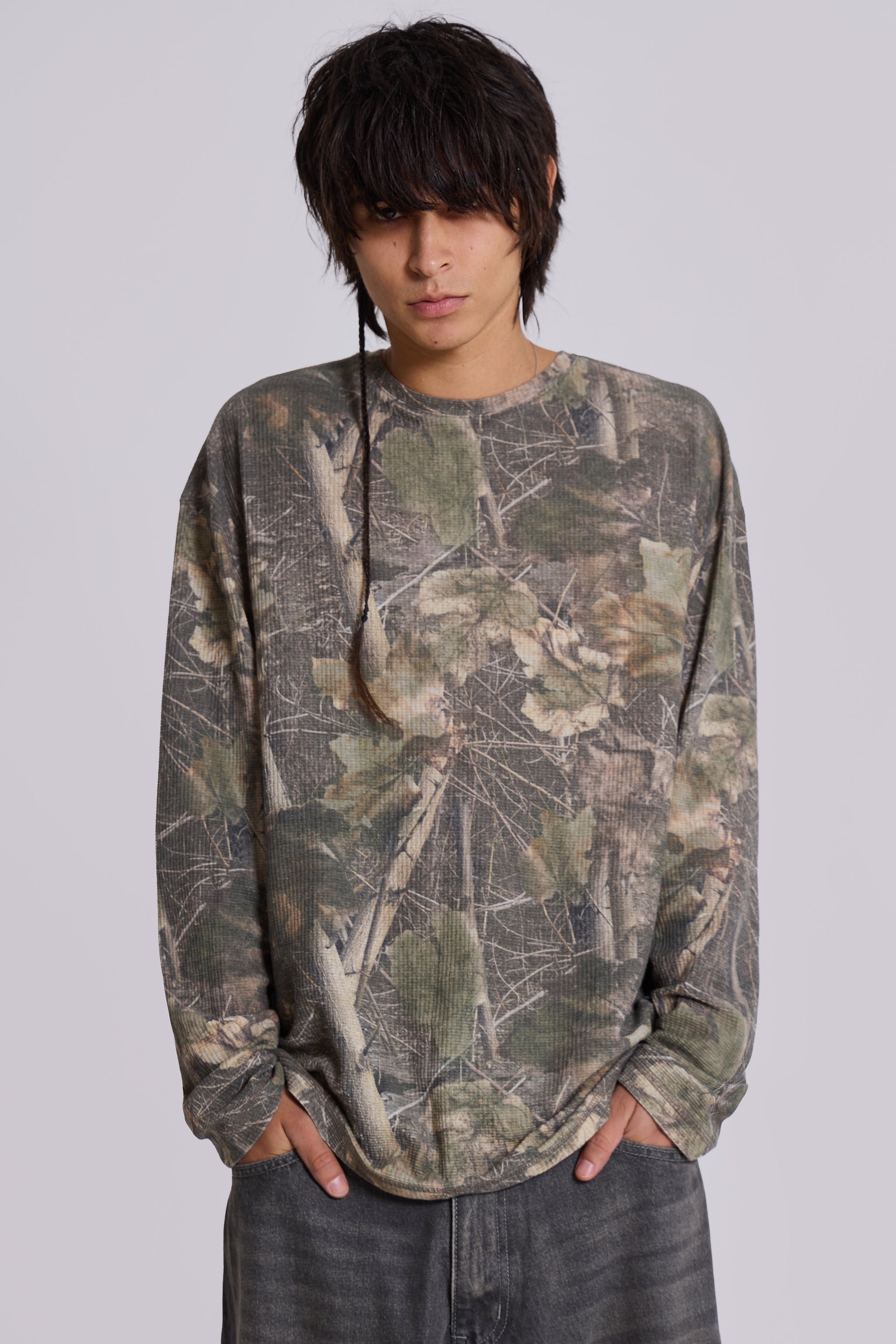 Woodland Camo Waffle Long Sleeve Top