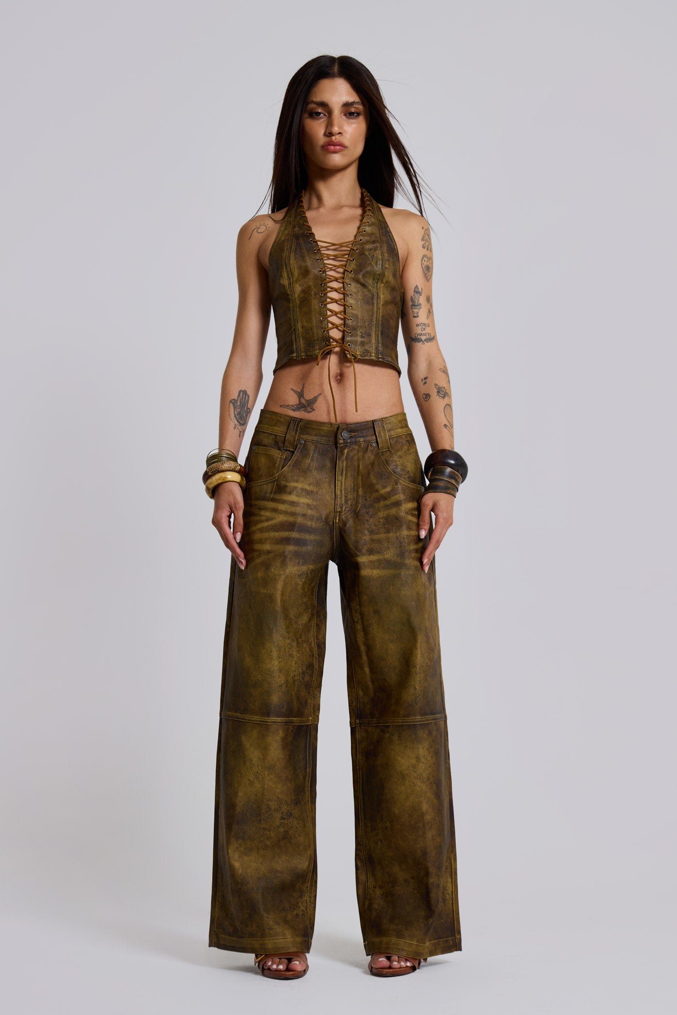 Vaca Faux Leather Colossus Trousers