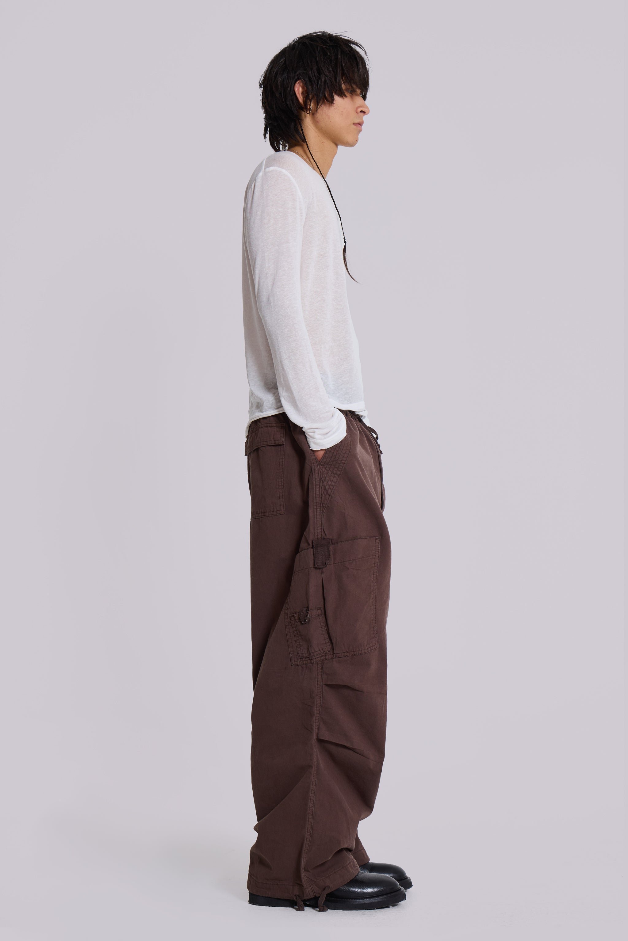 Brown Parachute Cargo Pants