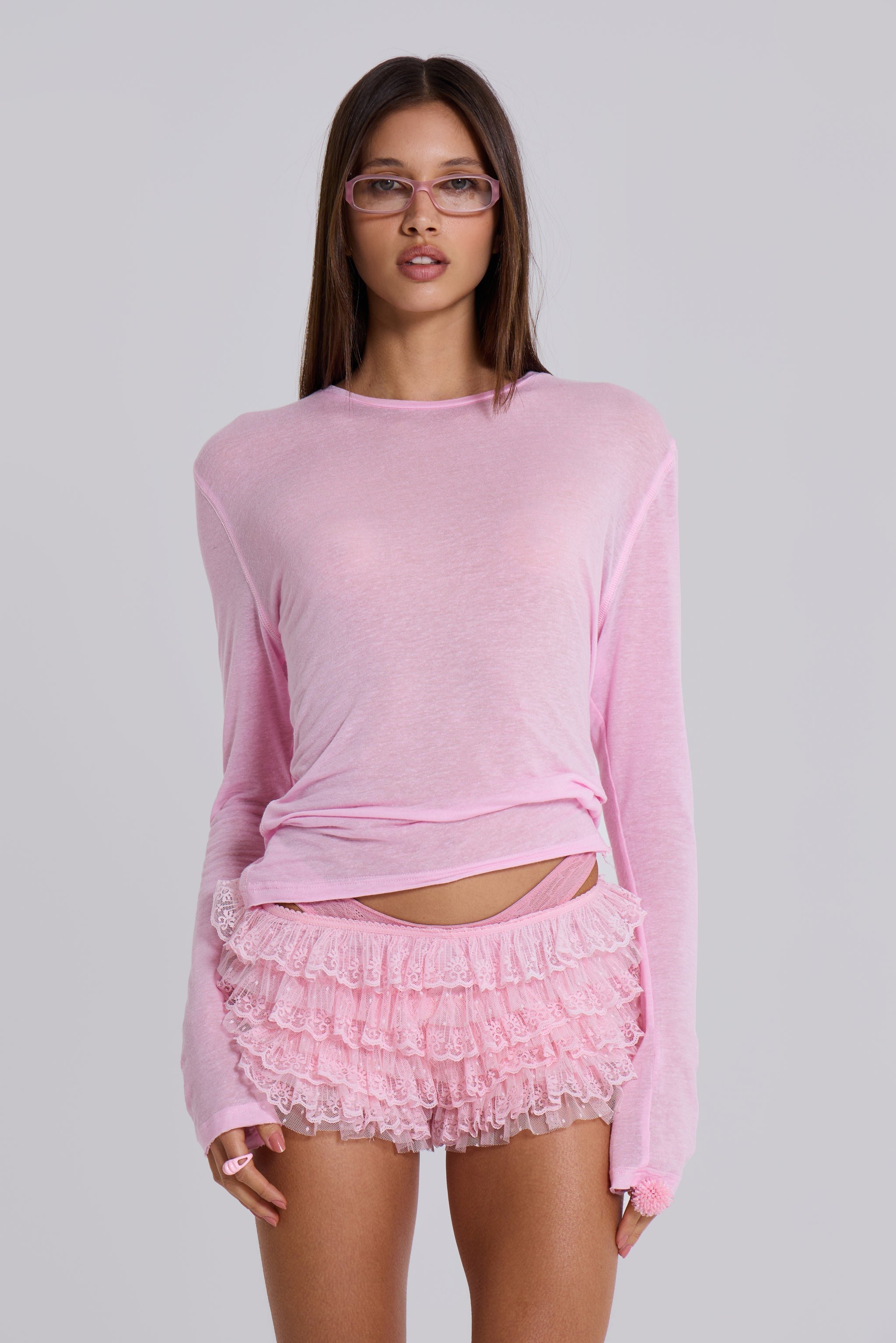 Pink Rhea Lace Bloomer Shorts