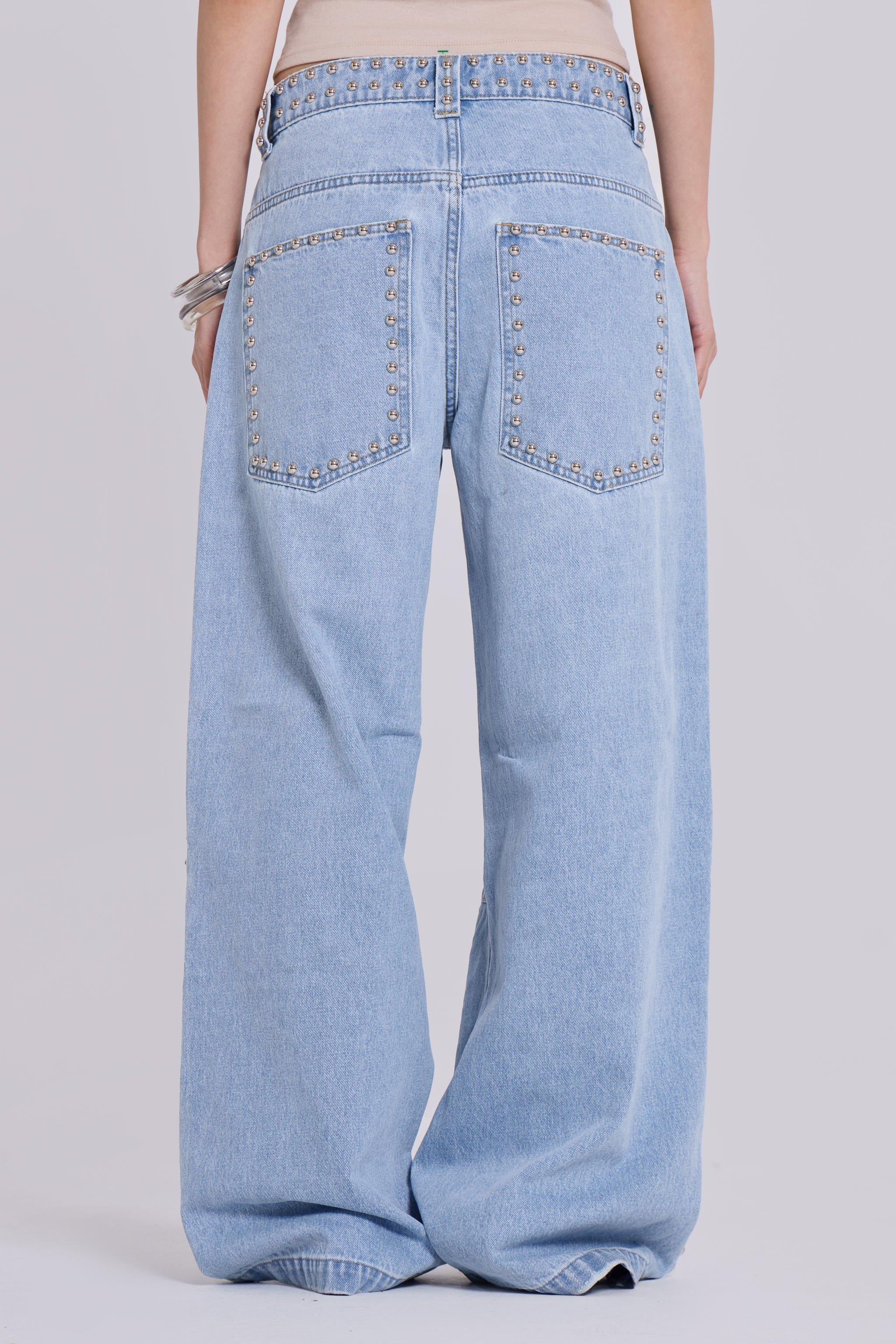 Nailed Studded Colossus Jeans in Light Blue Wash