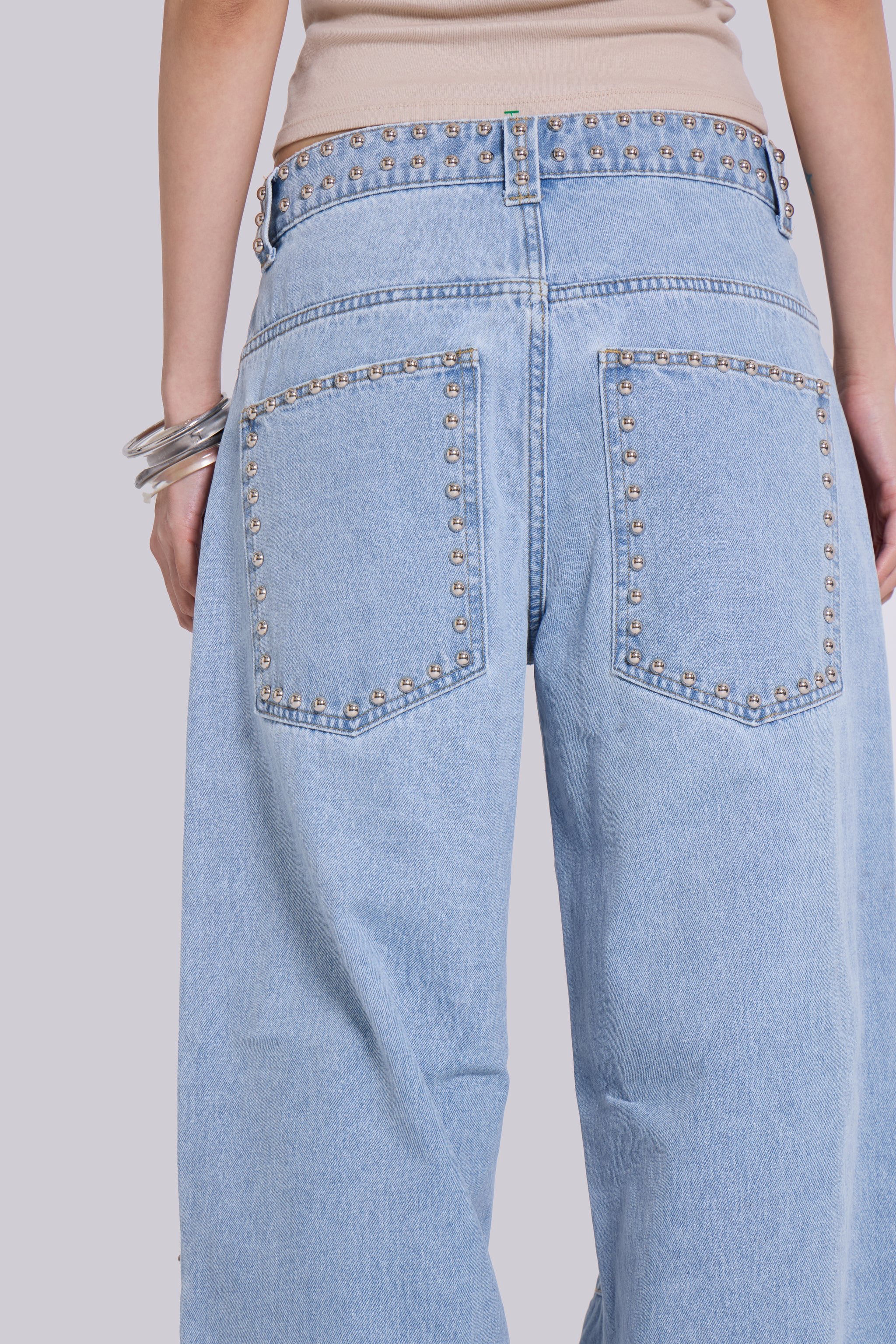 Nailed Studded Colossus Jeans in Light Blue Wash