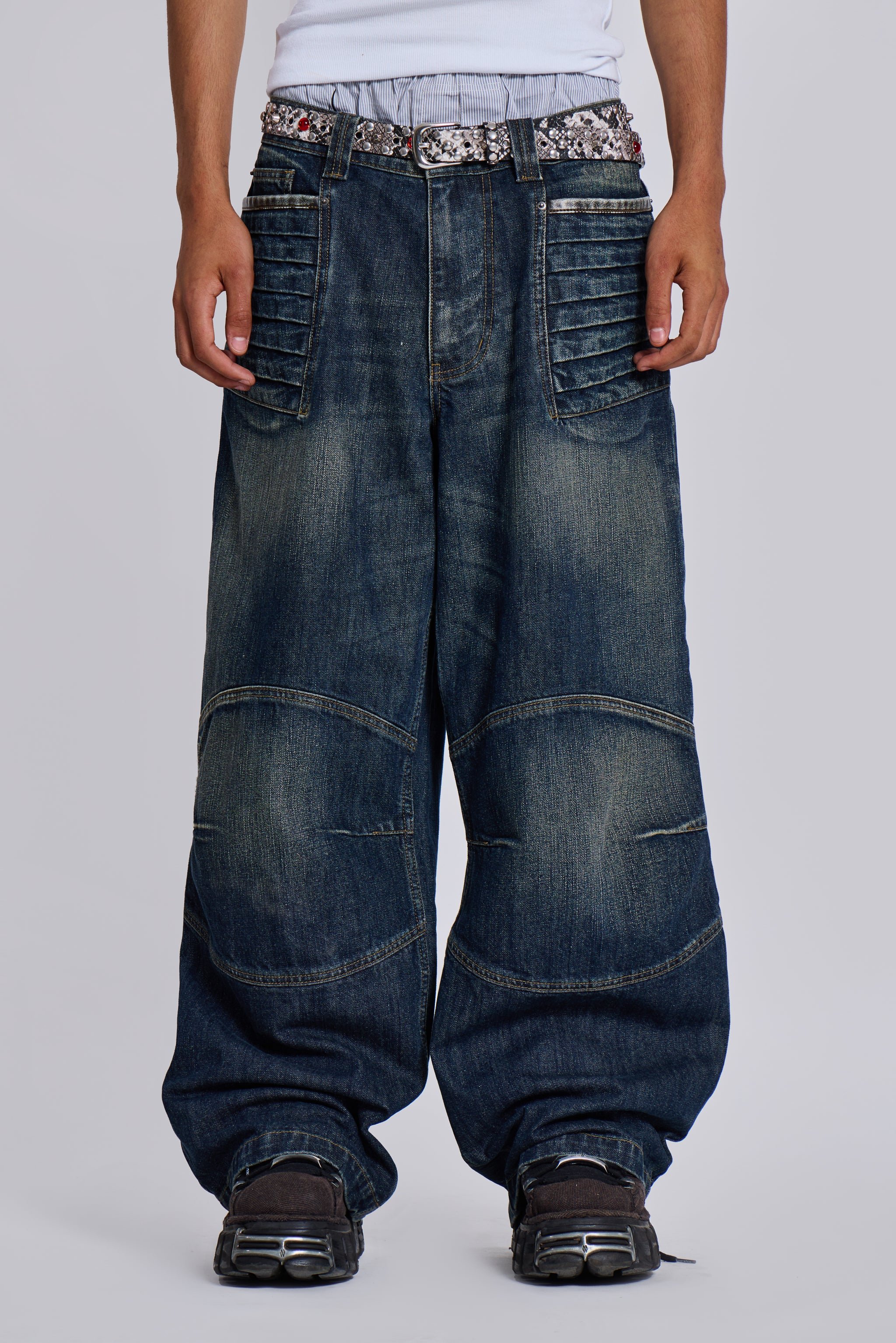 Mid Blue Crash Biker Colossus Jeans