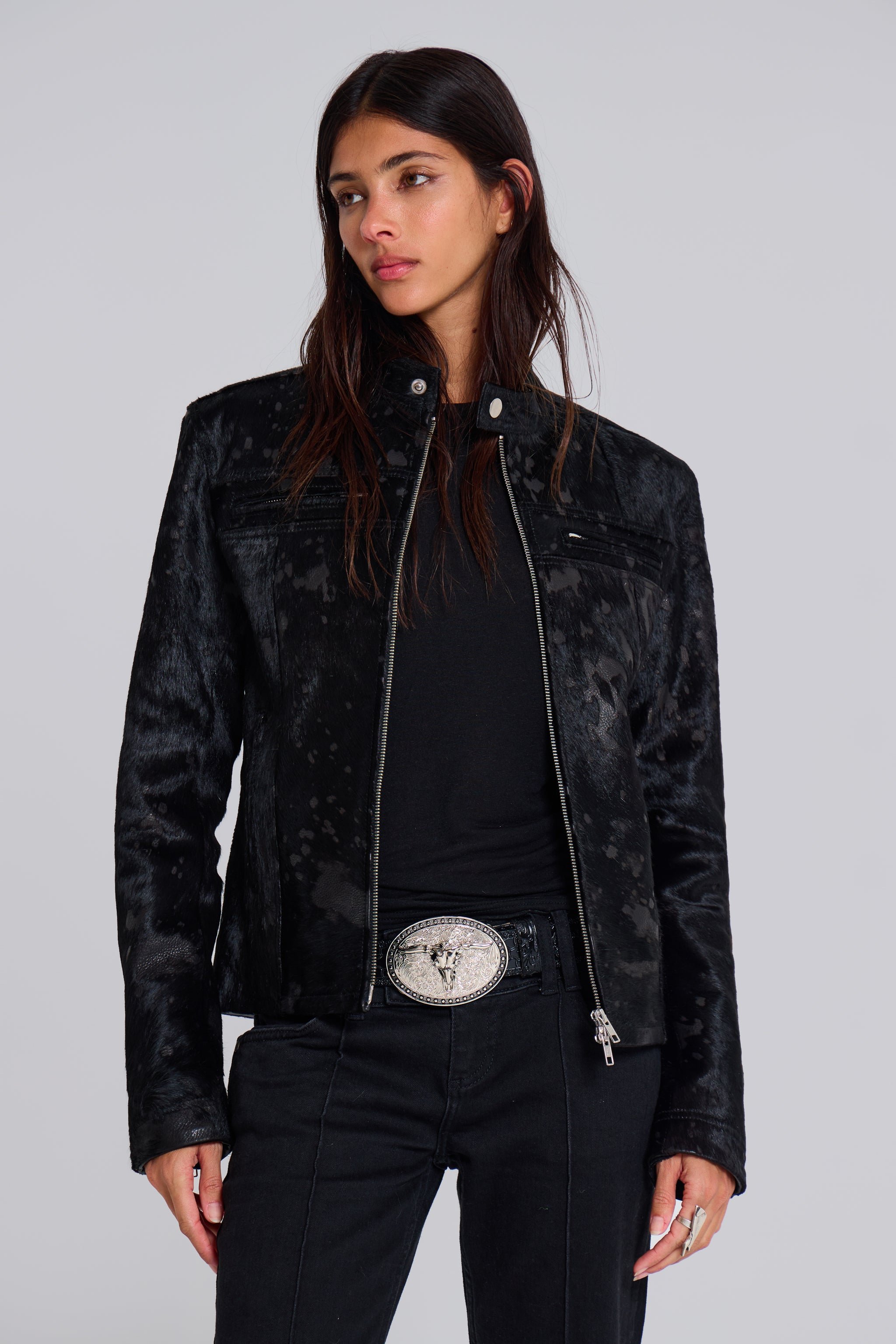 Black Real Leather Piston Jacket