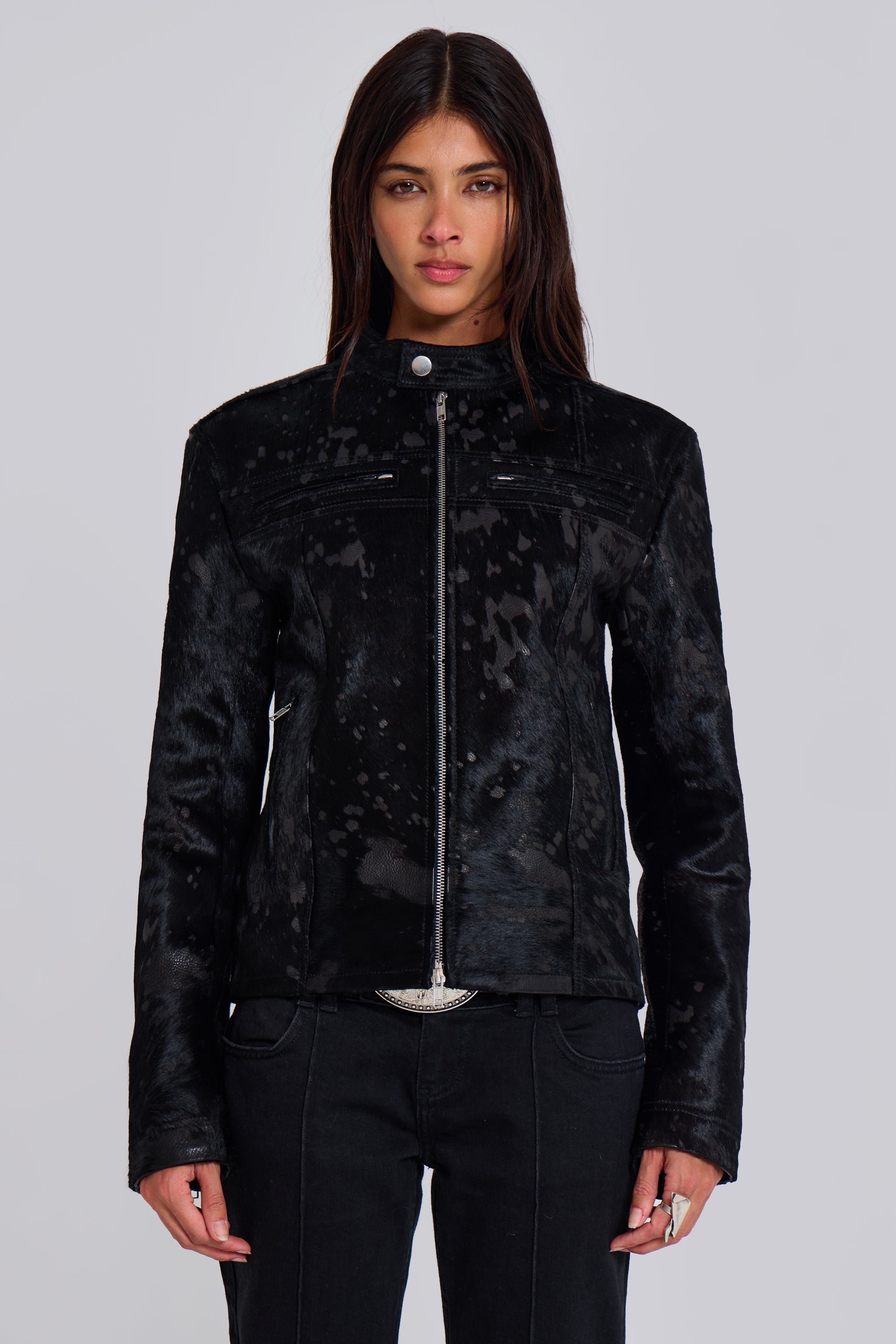 Black Real Leather Piston Jacket