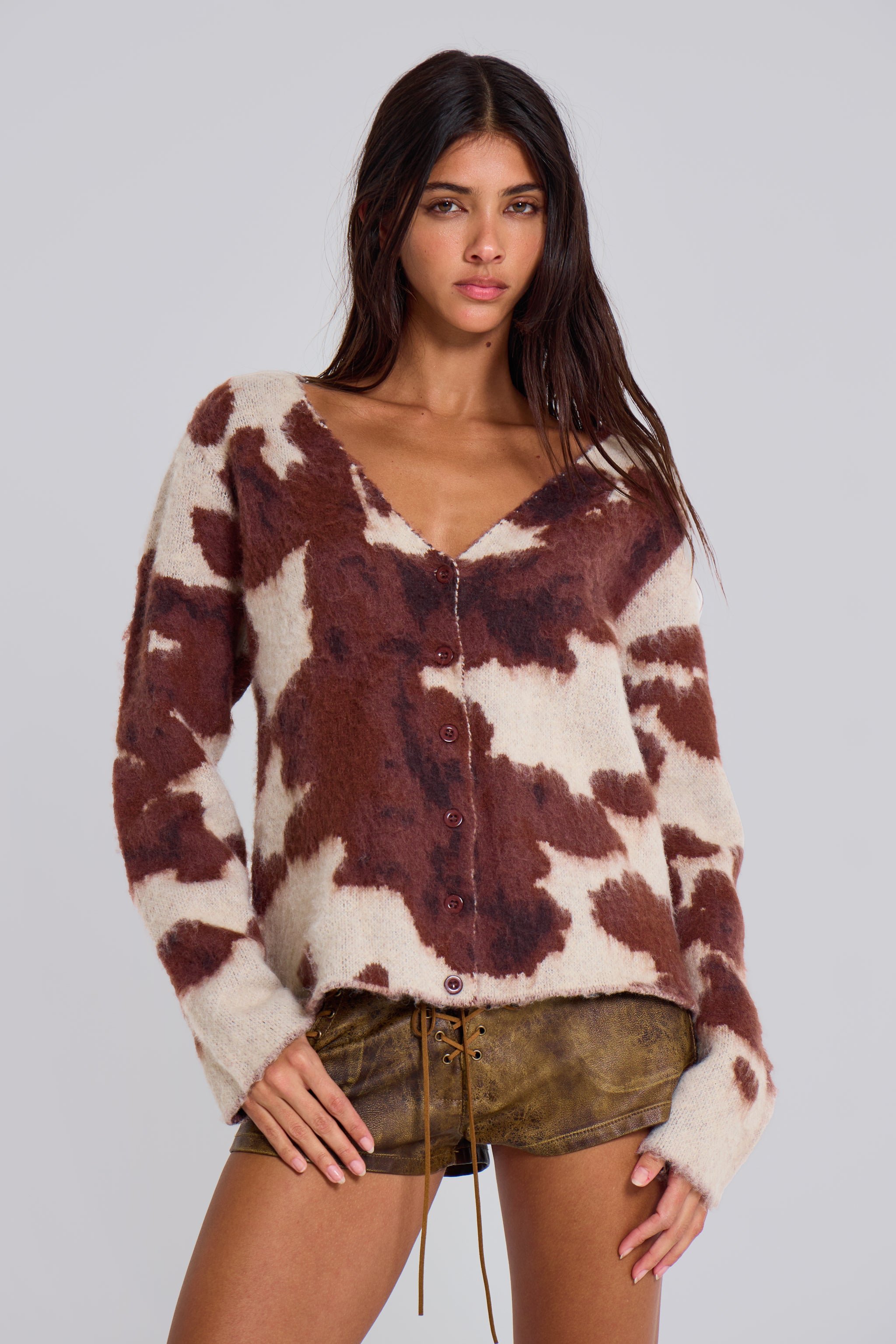 Cow Print Chuck Cardigan