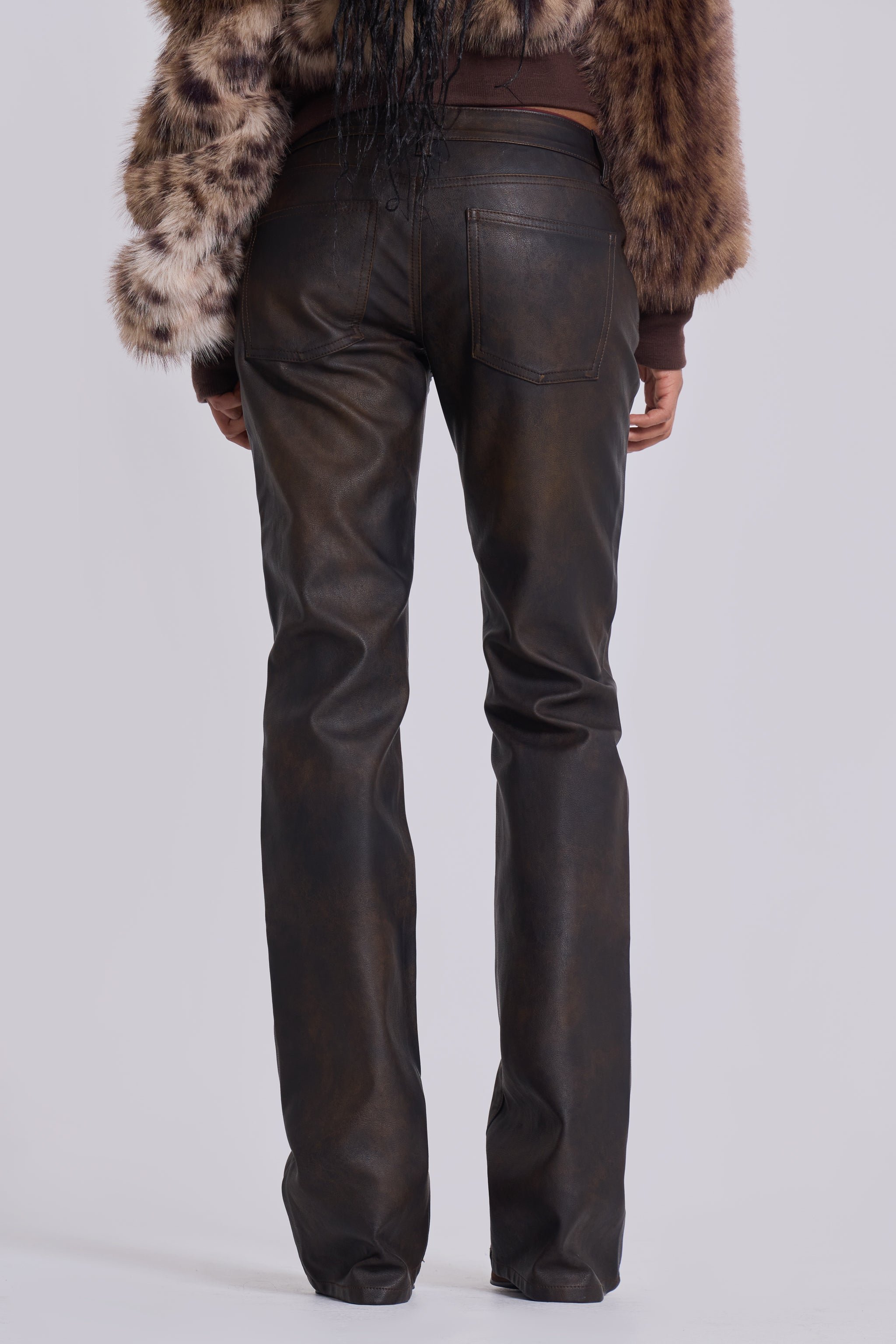 Dark Brown PU Cooper Bootcut Jeans