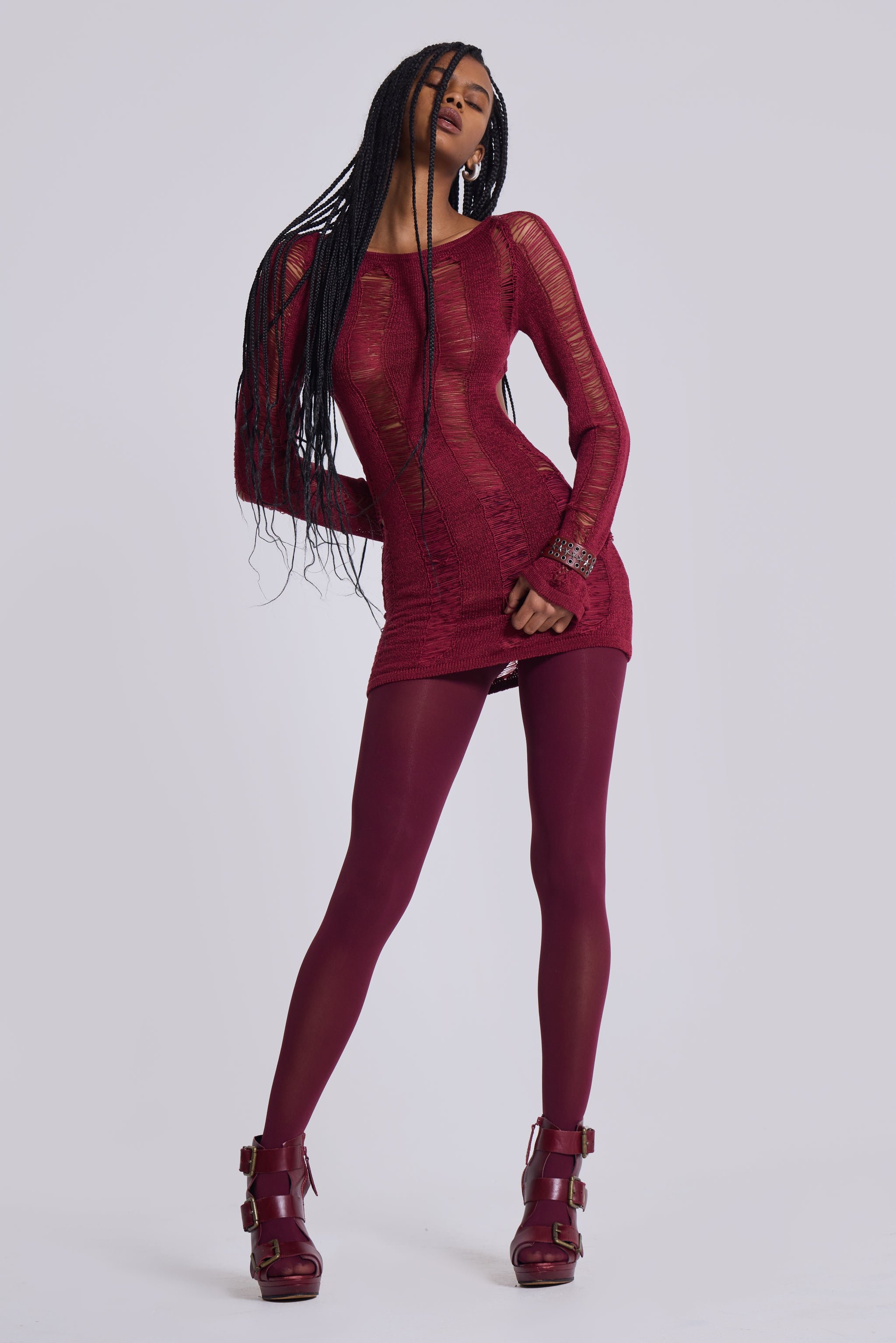 Burgundy Umbra Mini Dress