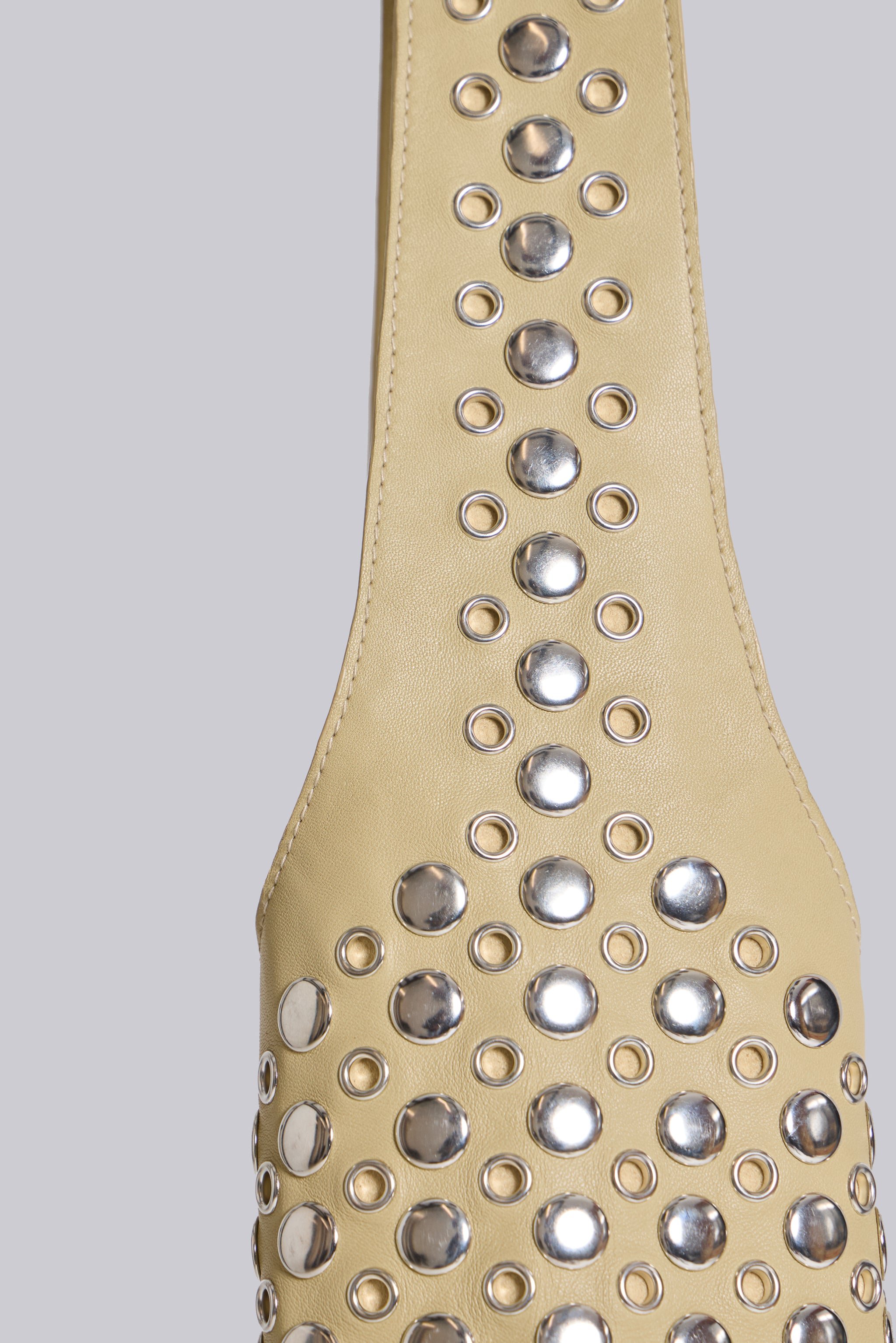 Osmium Studded Leather Bag in Beige