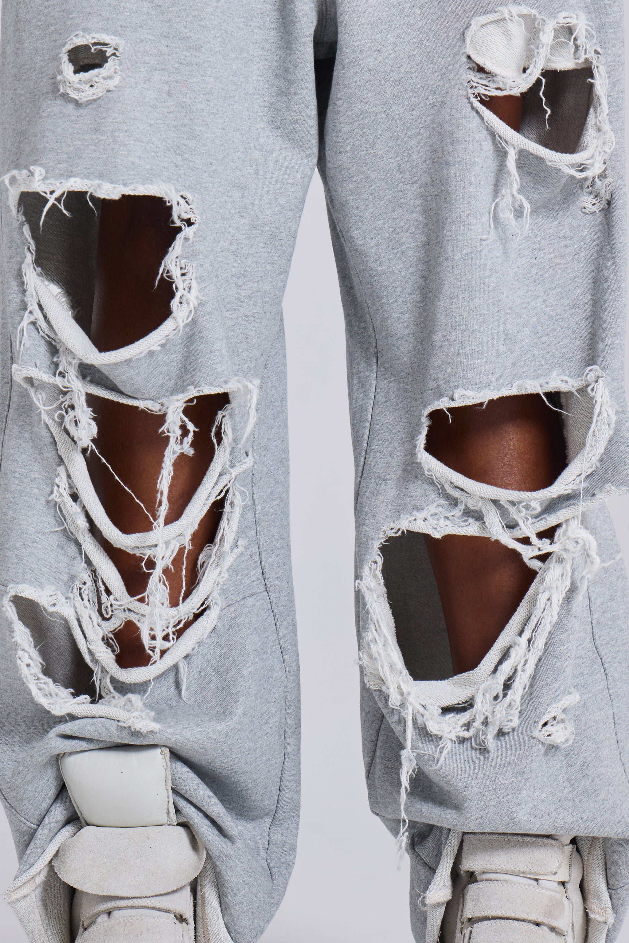 Distressed Grey Marl Loopback Monster Joggers