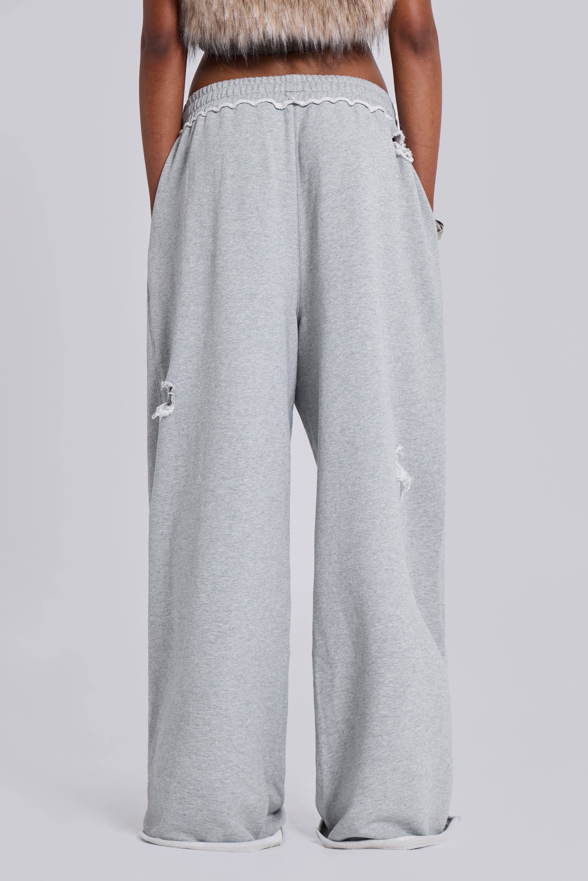 Distressed Grey Marl Loopback Monster Joggers