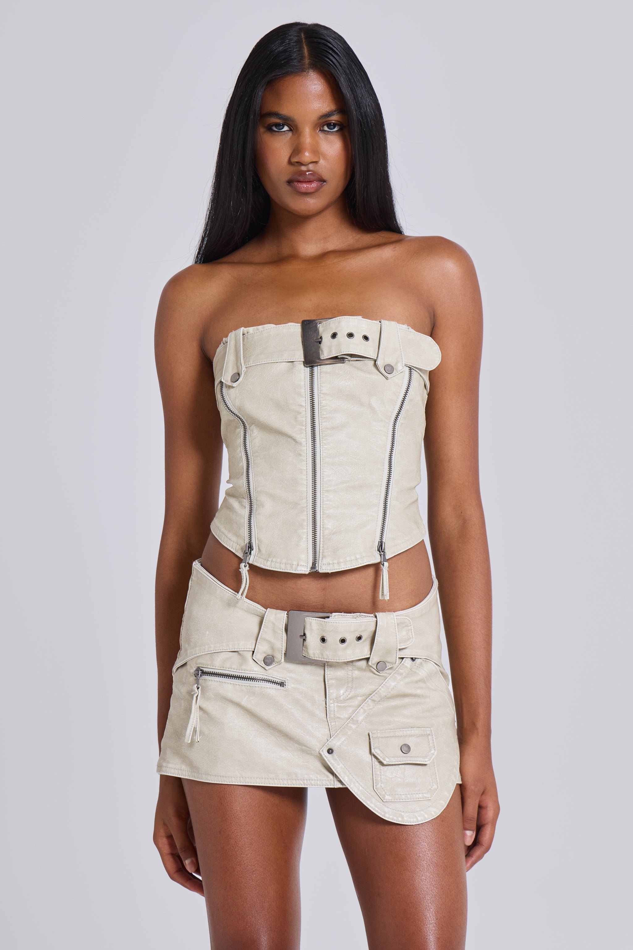 Axel Faux Leather Corset Top