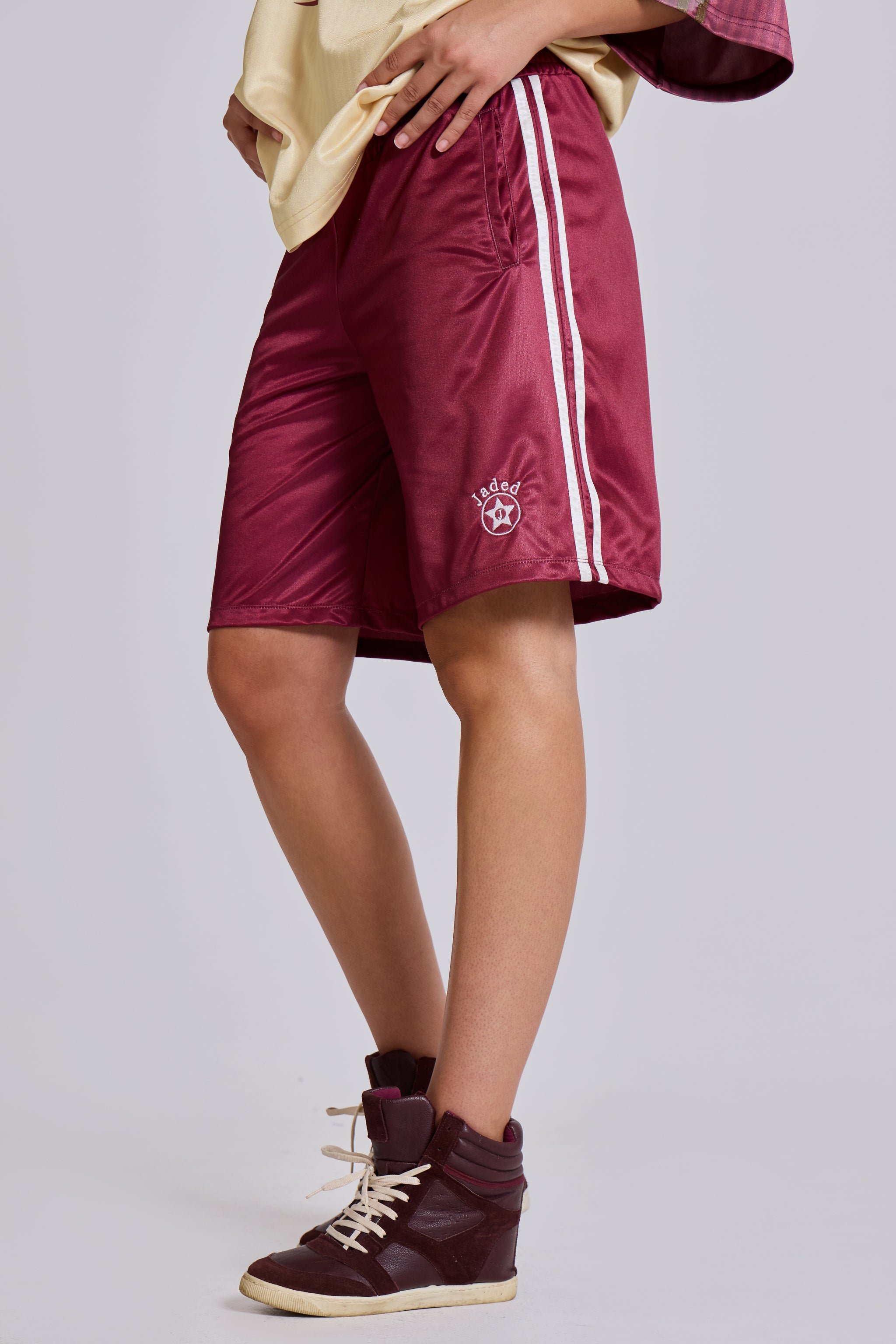 Burgundy Alyx Longline Football Shorts