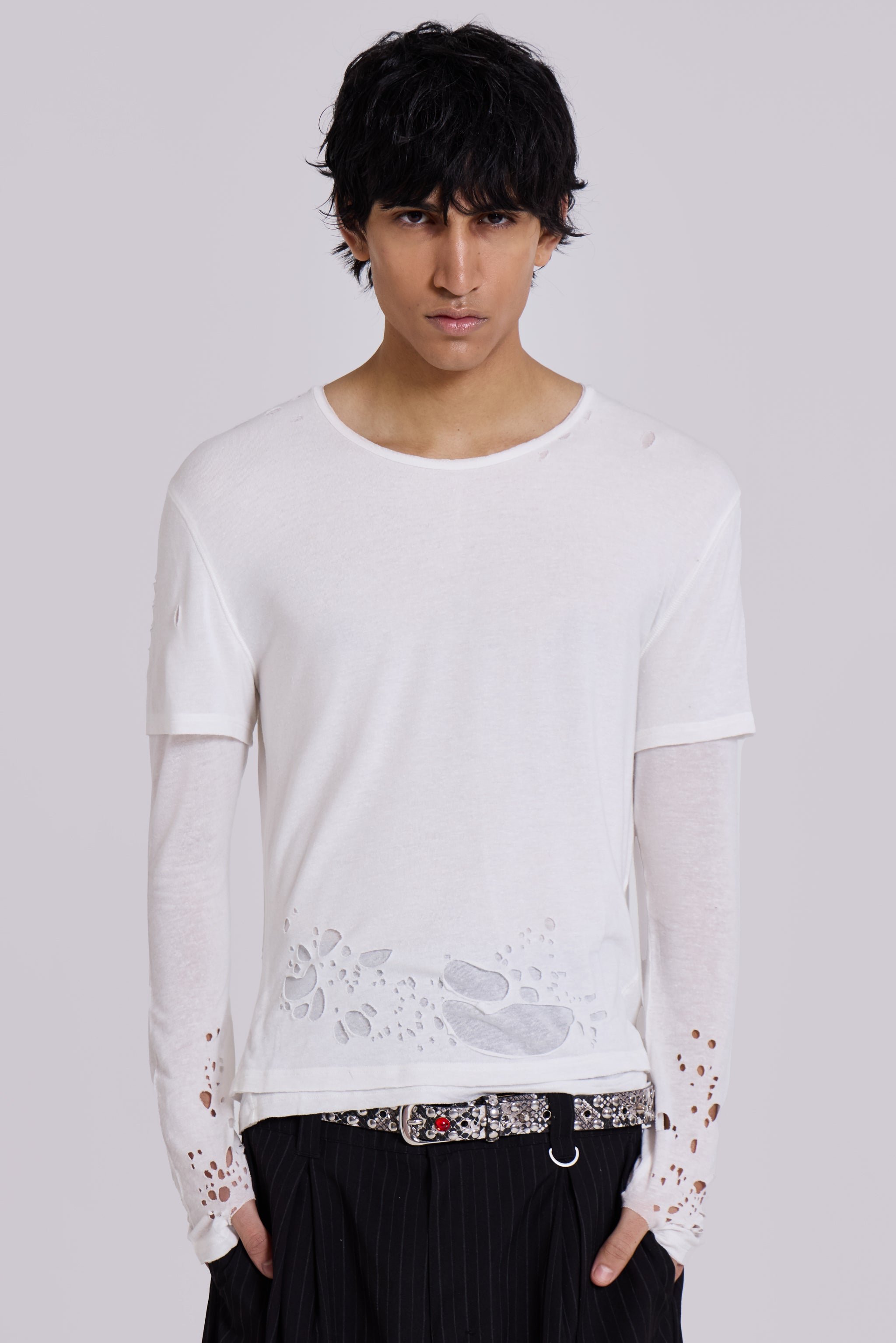 Ghost Double Layer Mist Long Sleeve Top