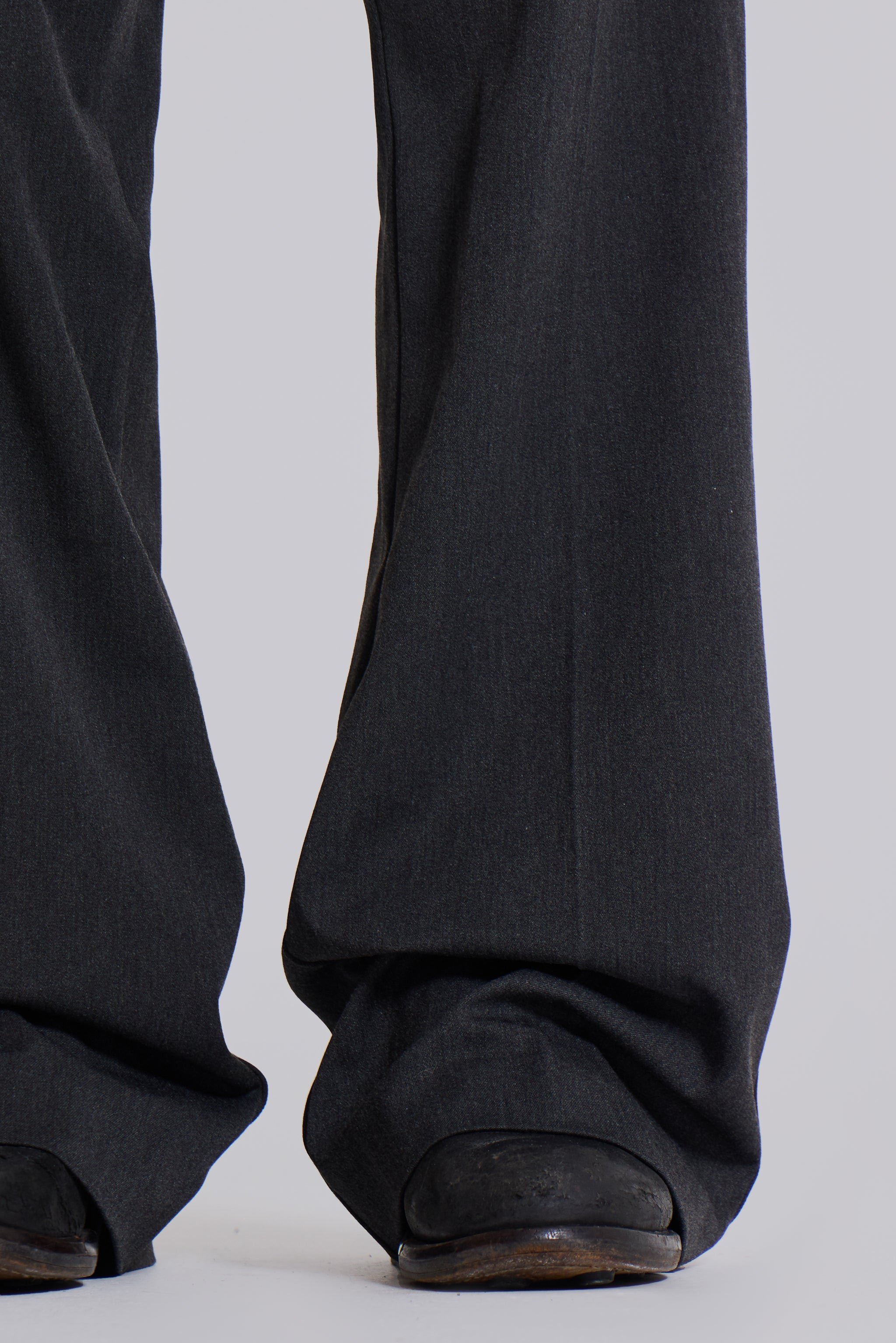 Grey Stacked Bootcut Suit Pants