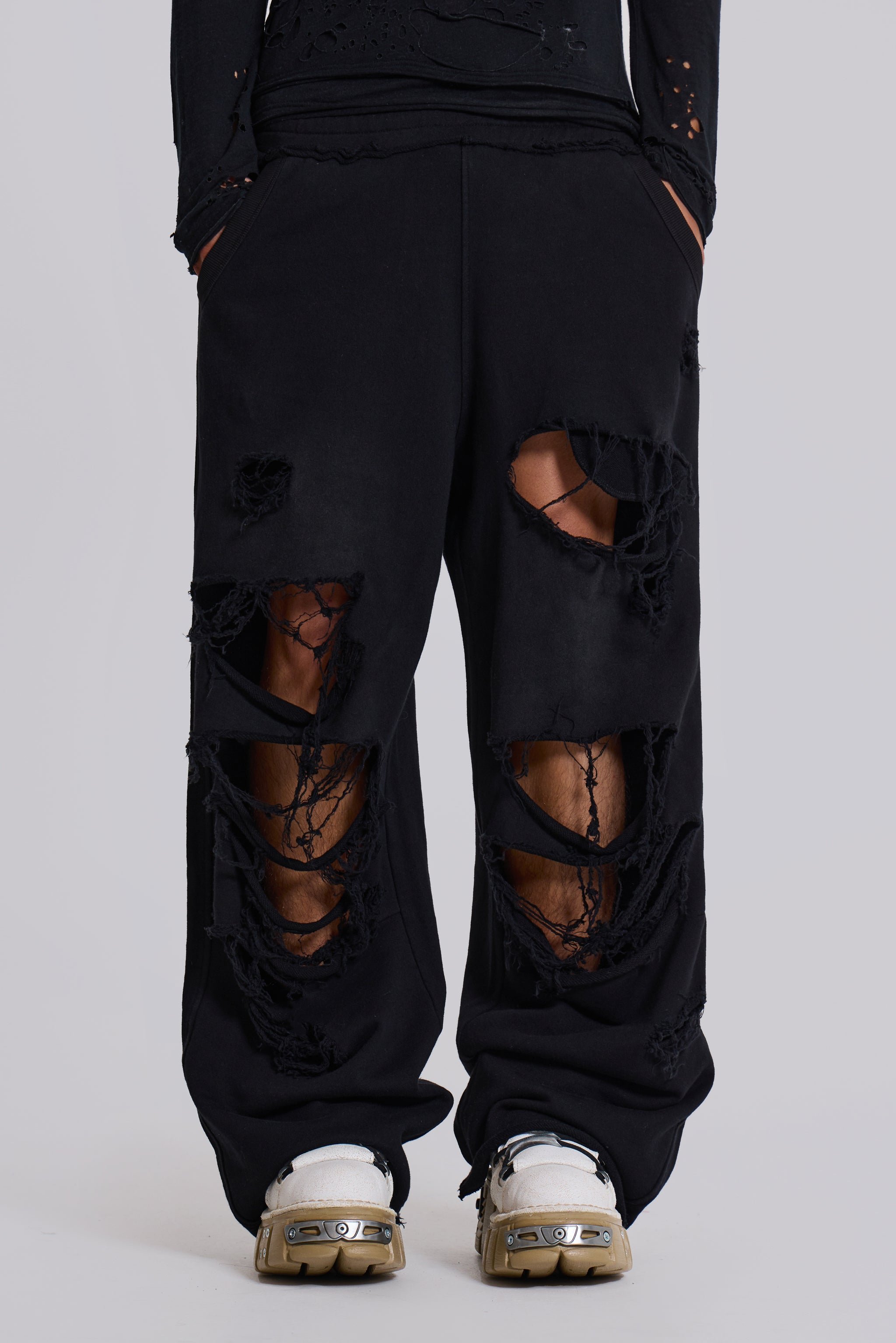 Distressed Black Loopback Monster Joggers Jaded London Clothing