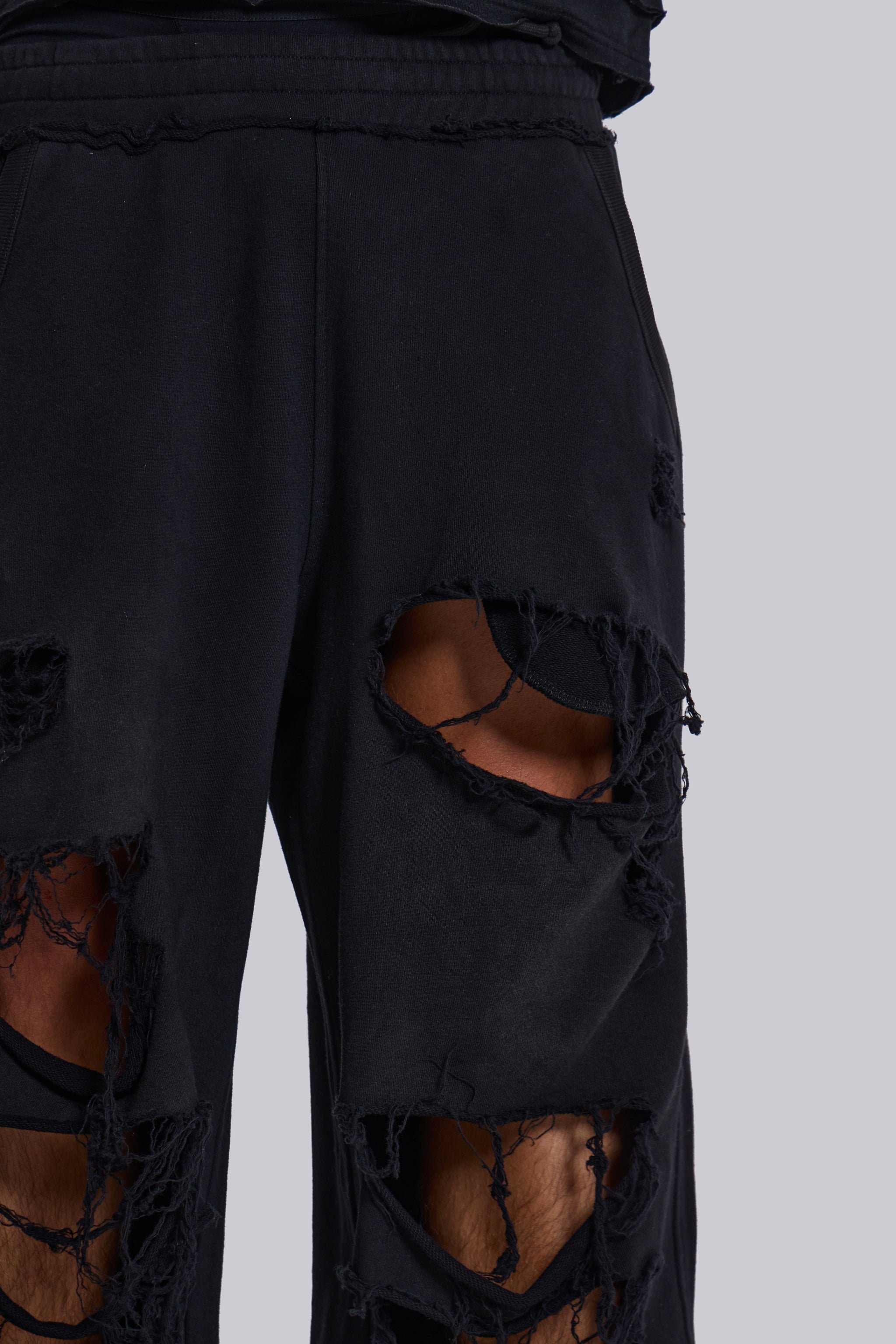 Distressed Black Baggy Monster Joggers