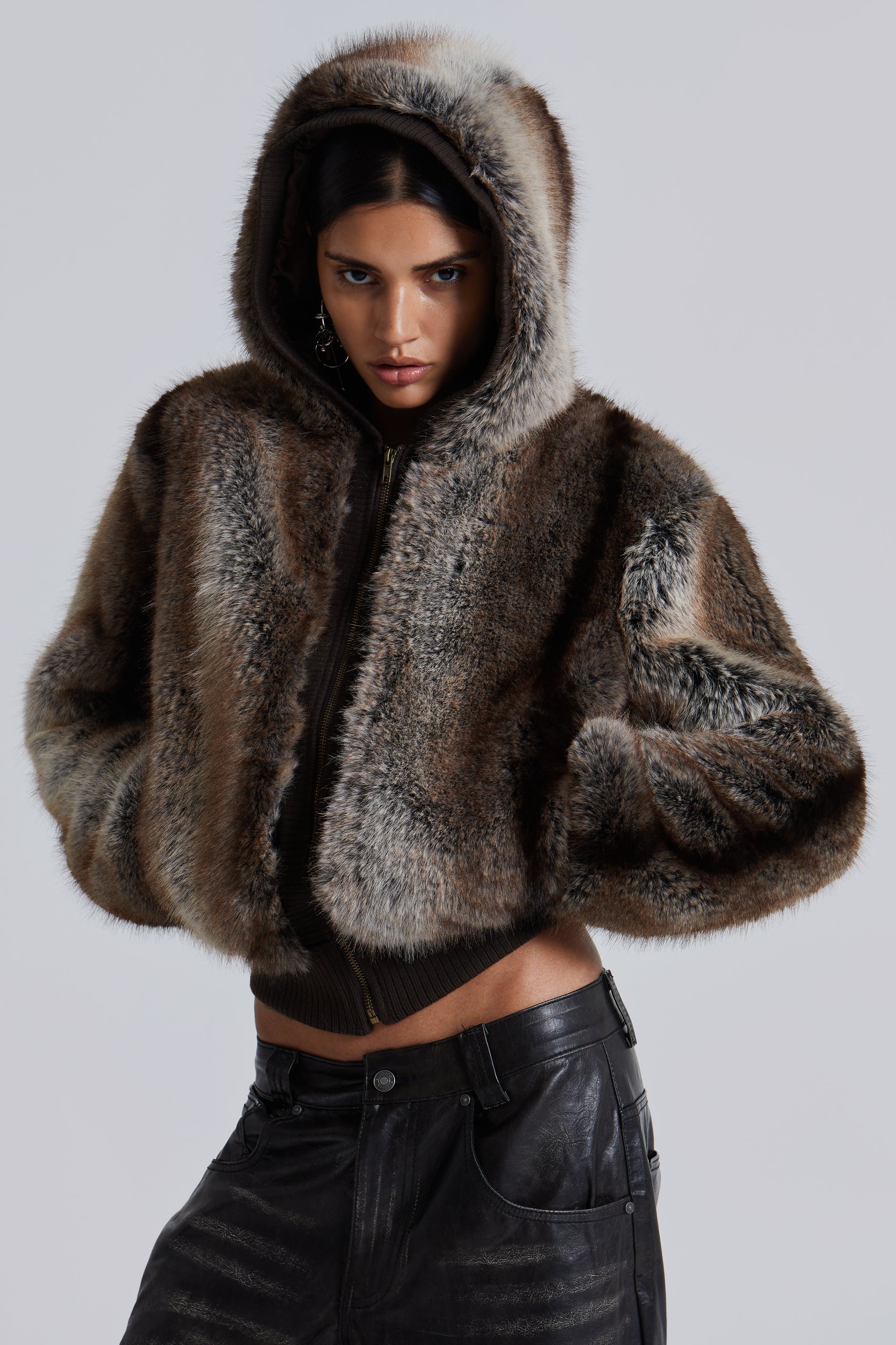 Bear Faux Fur Hooded Jacket Jaded London