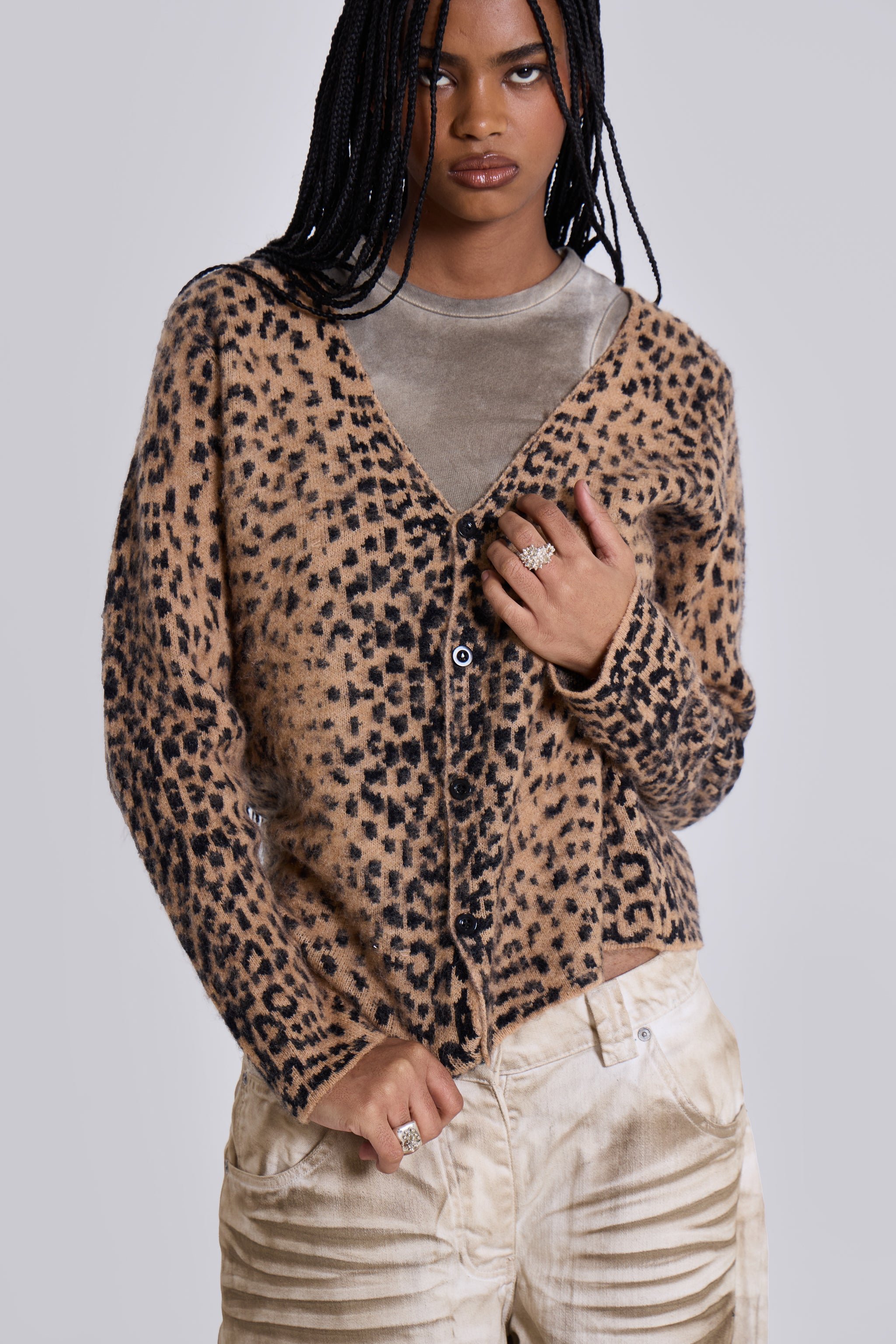 Shop Leopard Chuck Cardigan Jaded London Clothing