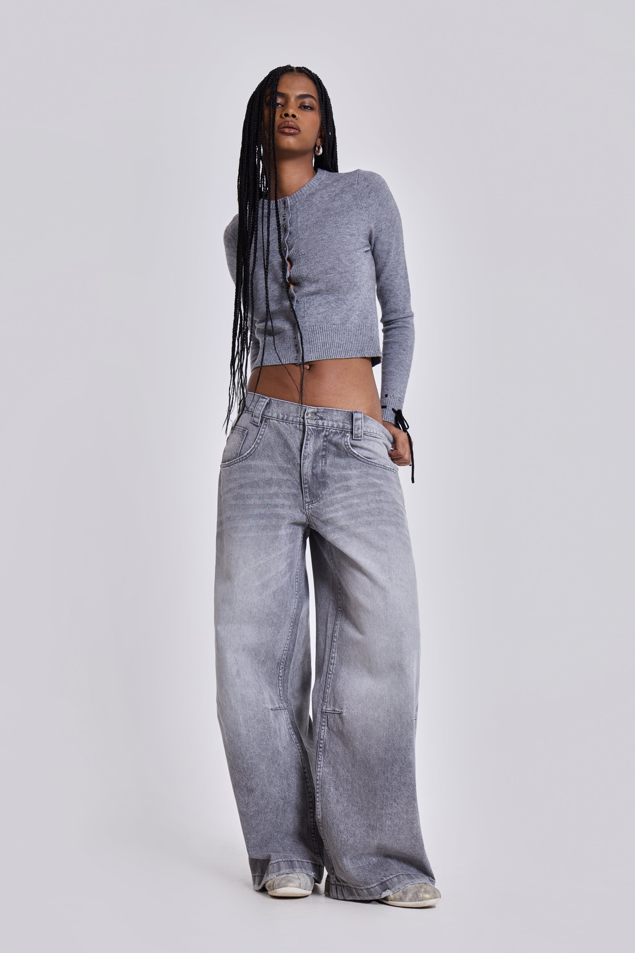 Washed Grey Colossus Baggy Jeans | Jaded London