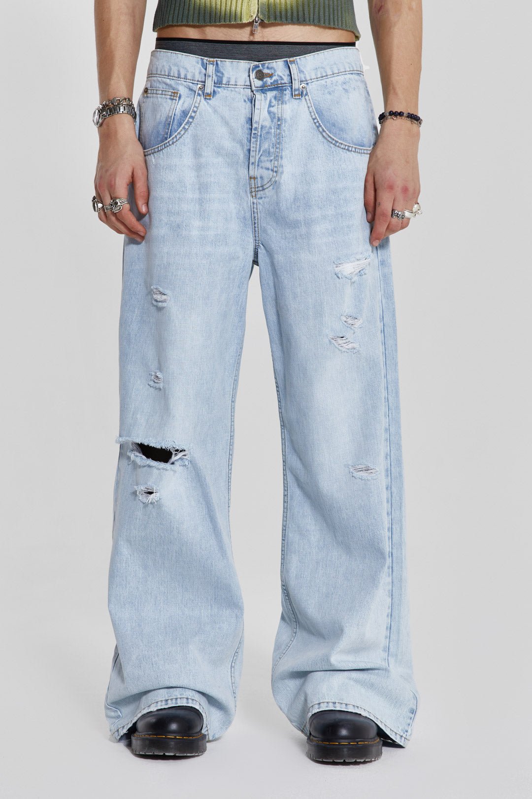 Bleached Blue Colossus Flare Jeans