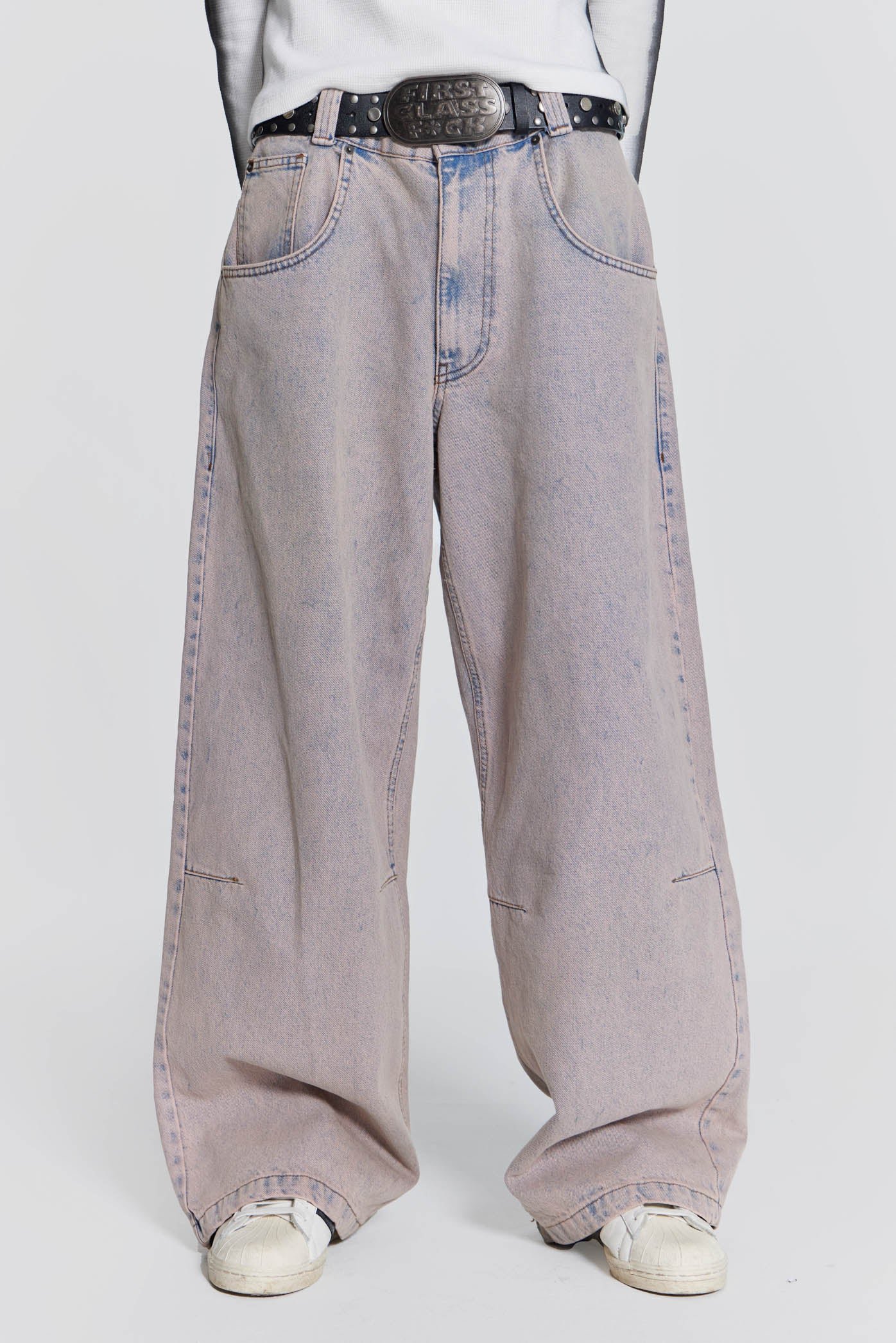 Pink Acid Wash Colossus Baggy Jeans | Jaded London