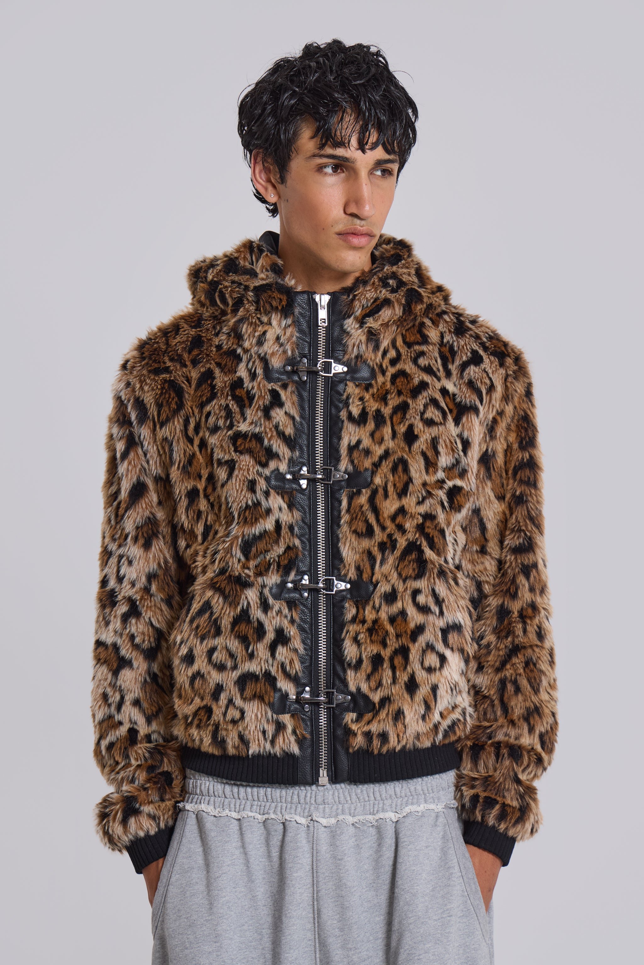 Leopard Faux Fur Hooded Mendoza Jacket