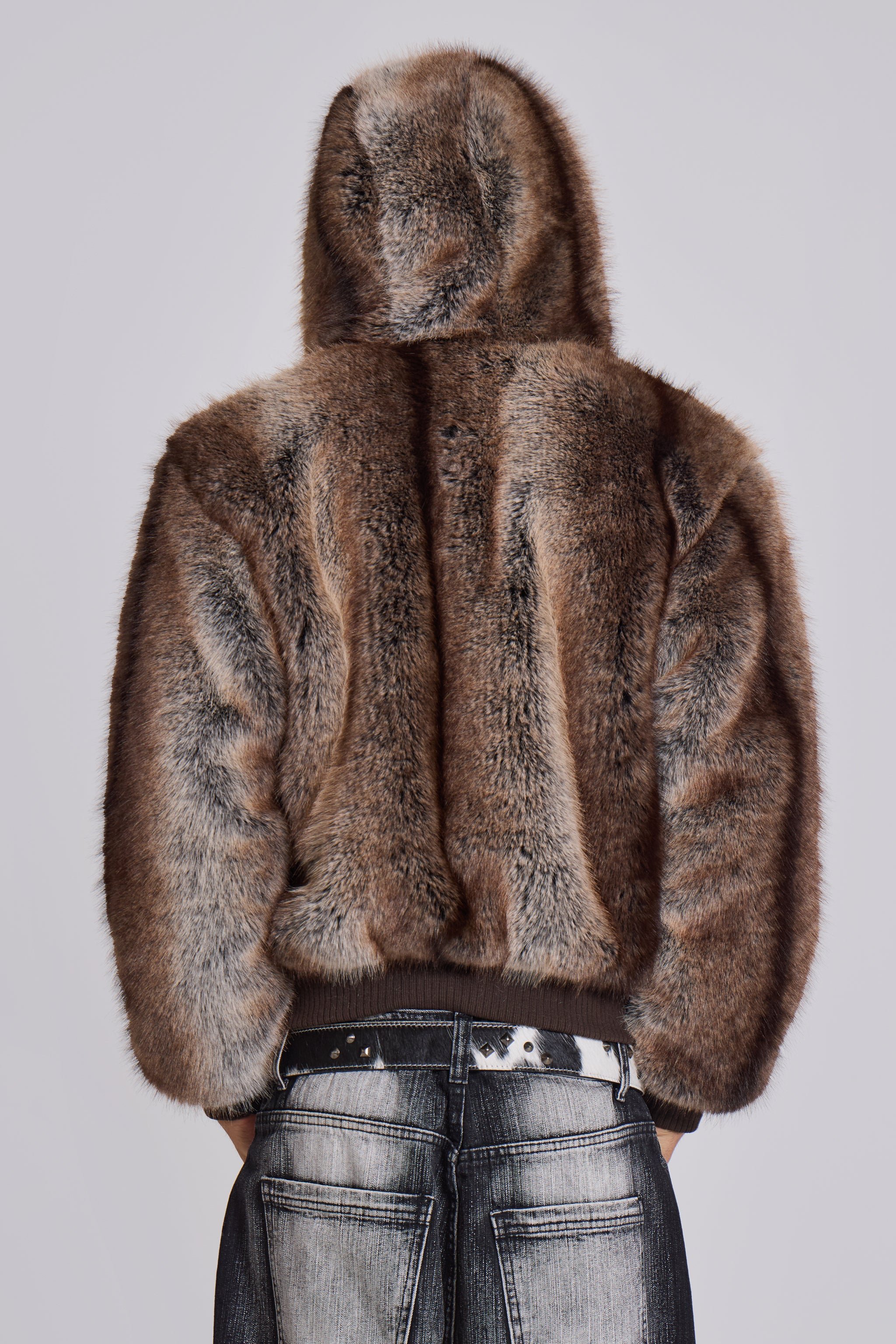 Bear Faux Fur Hooded Jacket