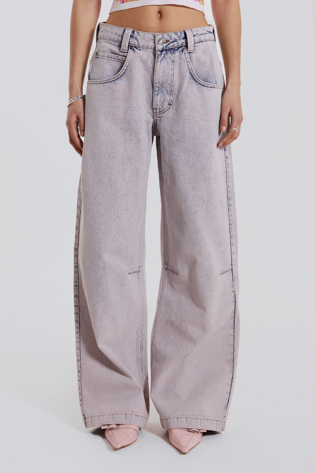 Pink Acid Wash Colossus Baggy Jeans