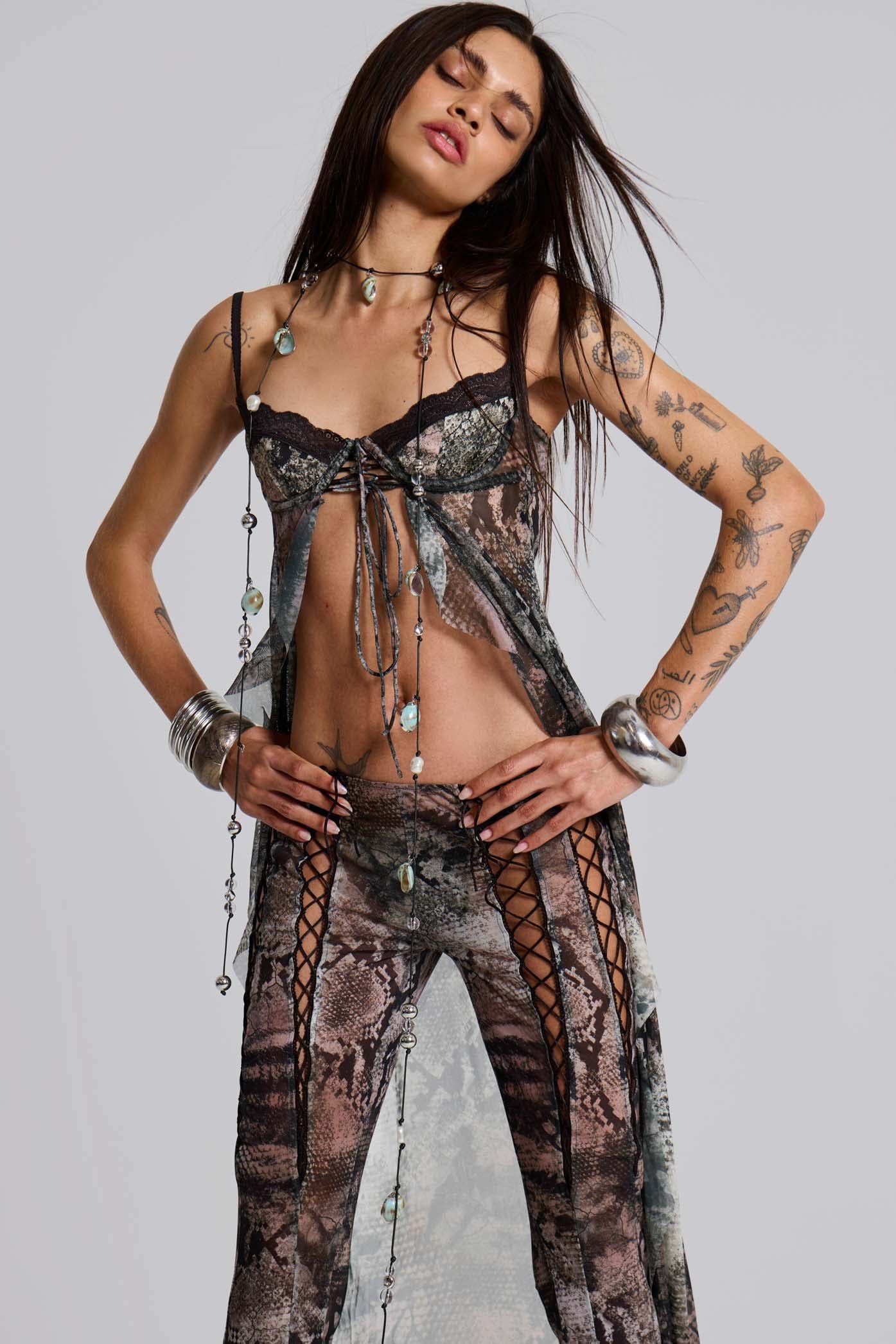 Snake Laced Mesh Trousers