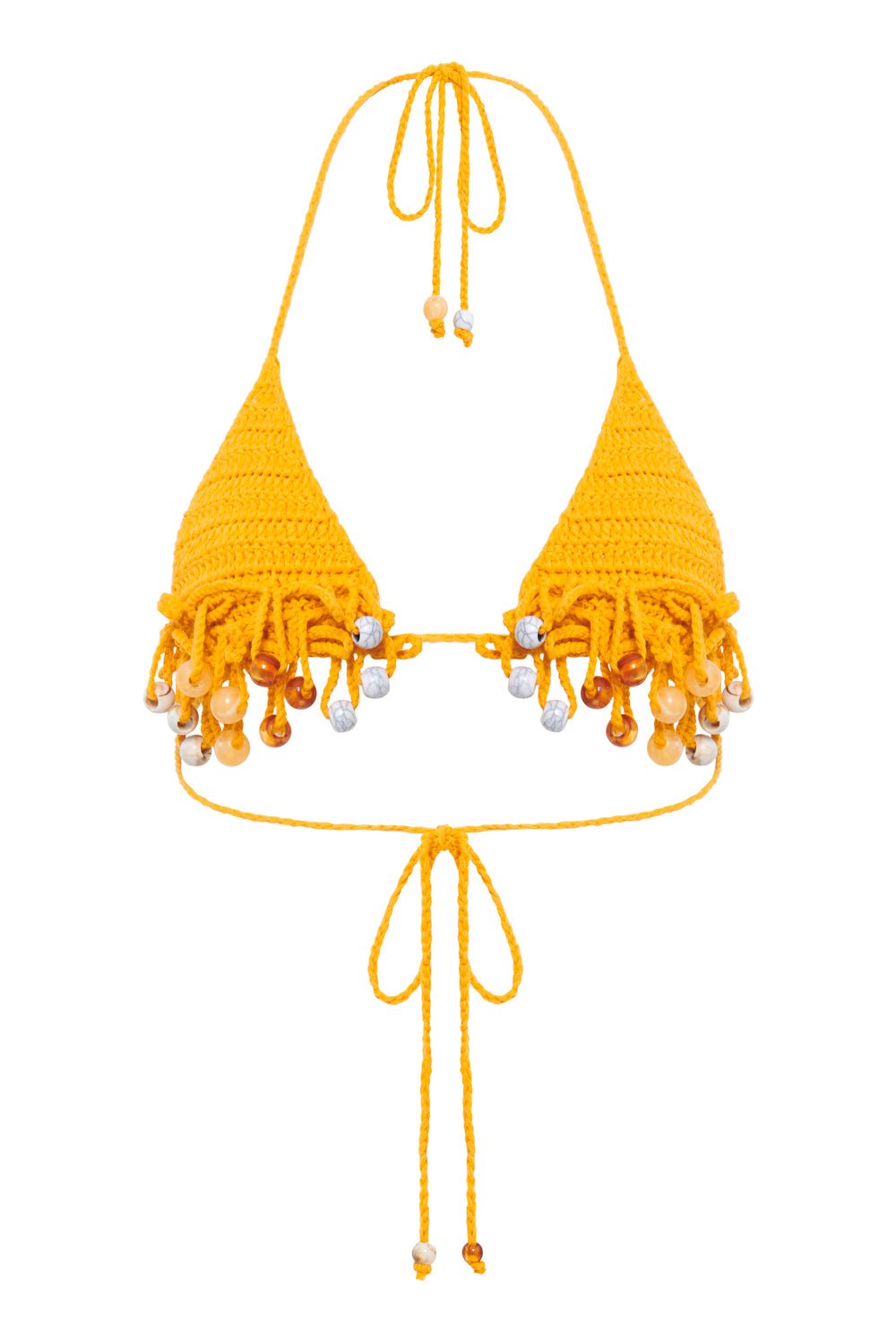 Canary Knit Micro Bikini Top with Beaded Trim