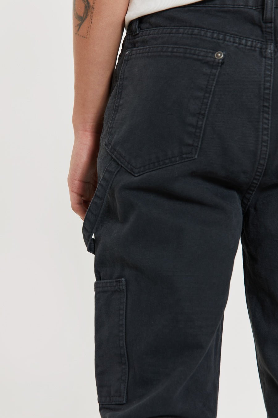 Jaded London Straight Leg Denim Carpenter Jeans in Washed Brown with Hem Insert