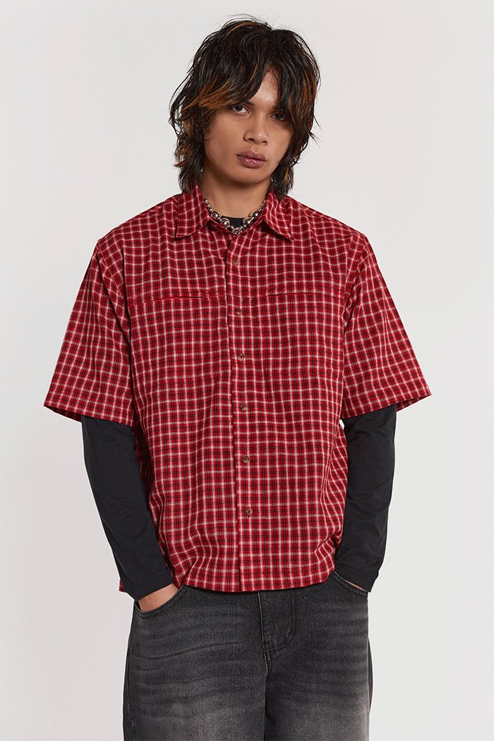 Red Check Short Sleeve Shirt | Jaded London