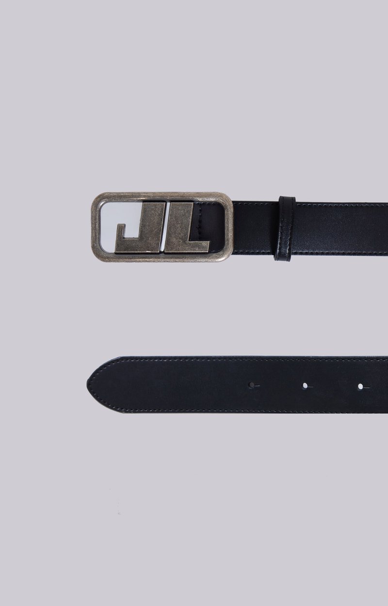Black Cracked Leather Belt