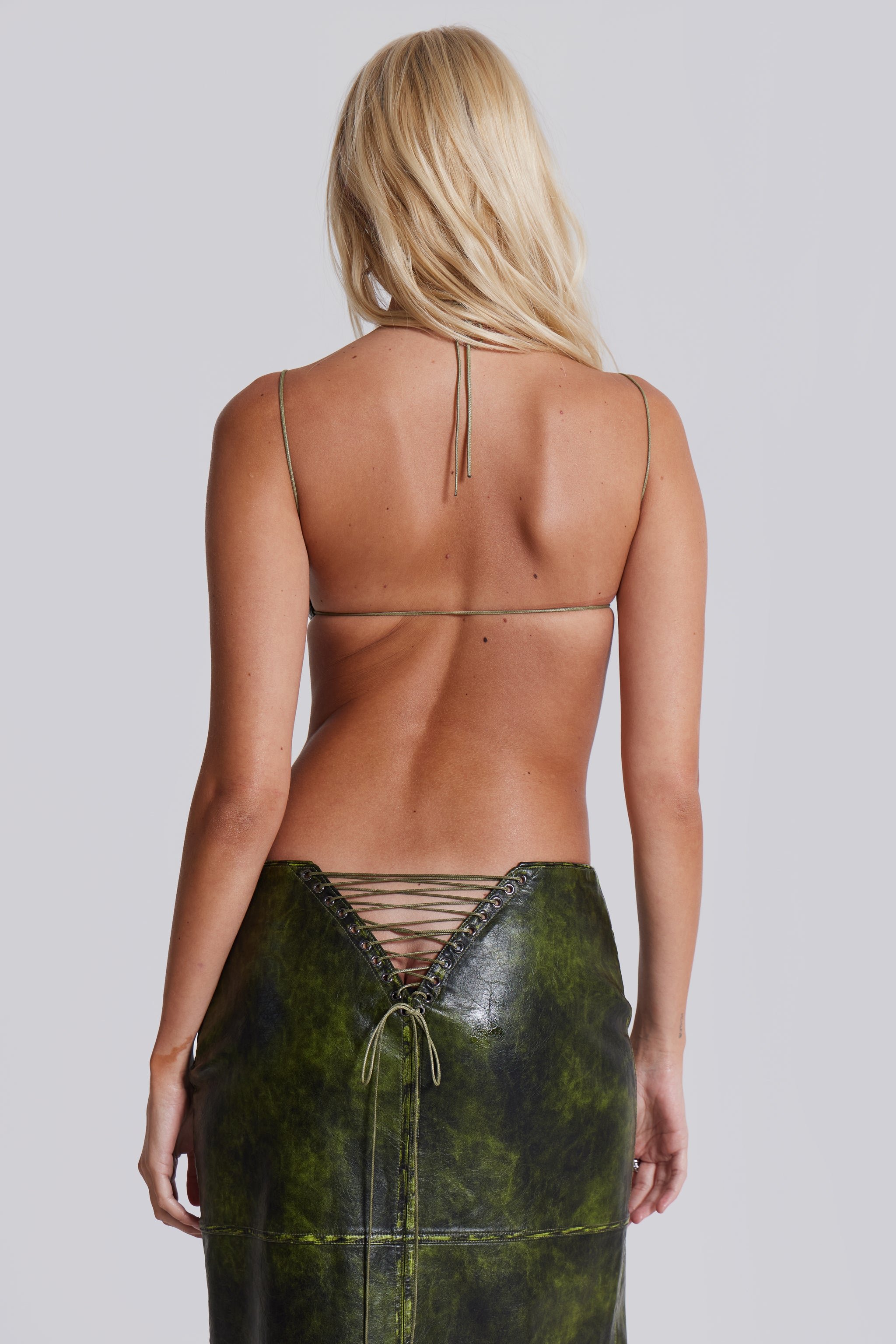 Green Zip Up Backless Distressed Top | Jaded London