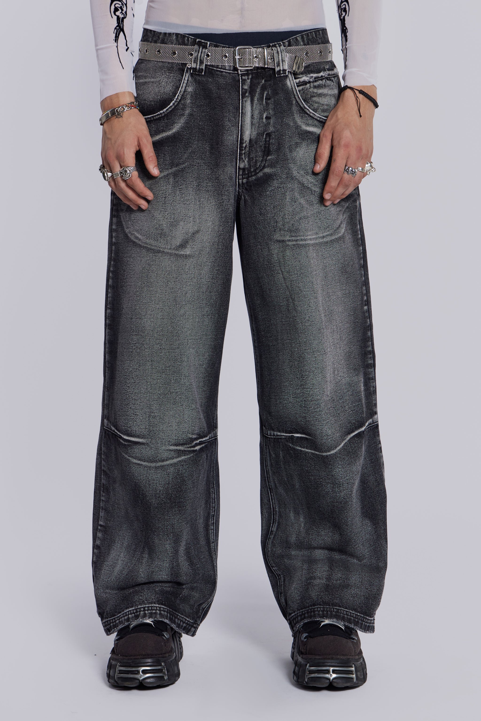 Black Wing Low Rise Colossus Jeans | Jaded London