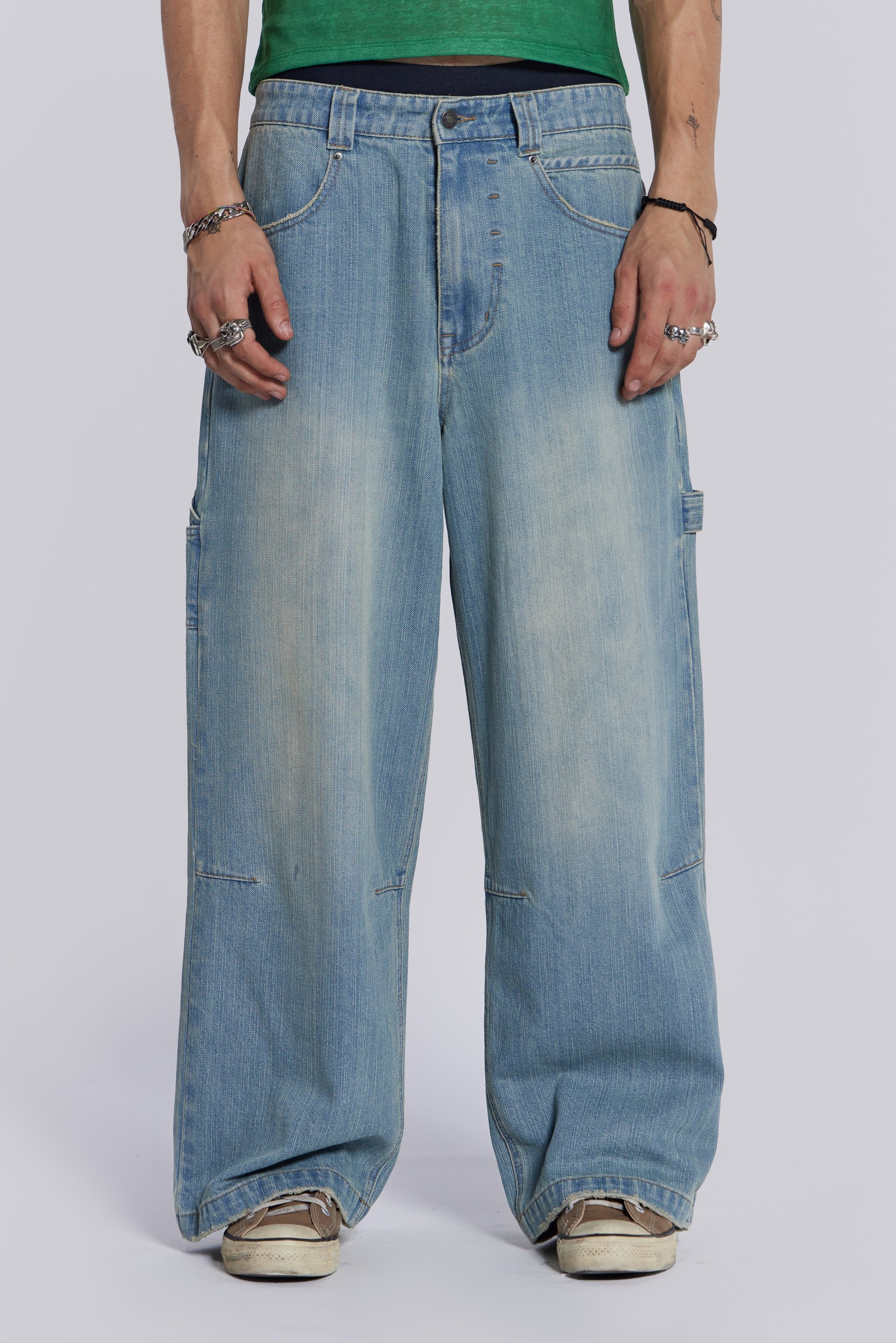 Shop Light Wash Colossus Carpenter Jeans | Jaded London | Clothing