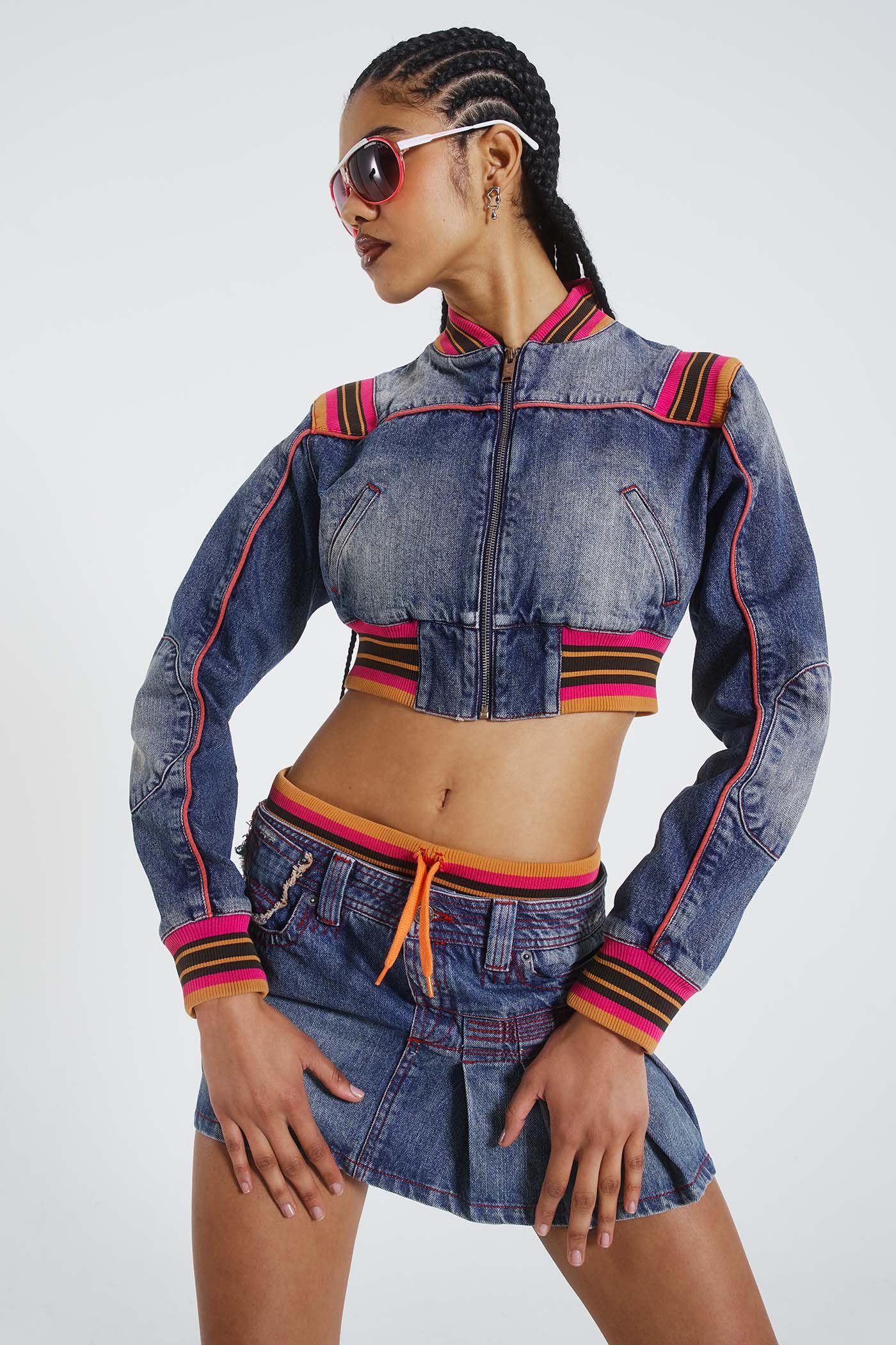 All Nighter Distressed Oversized Cropped Denim Jacket – Offduty India