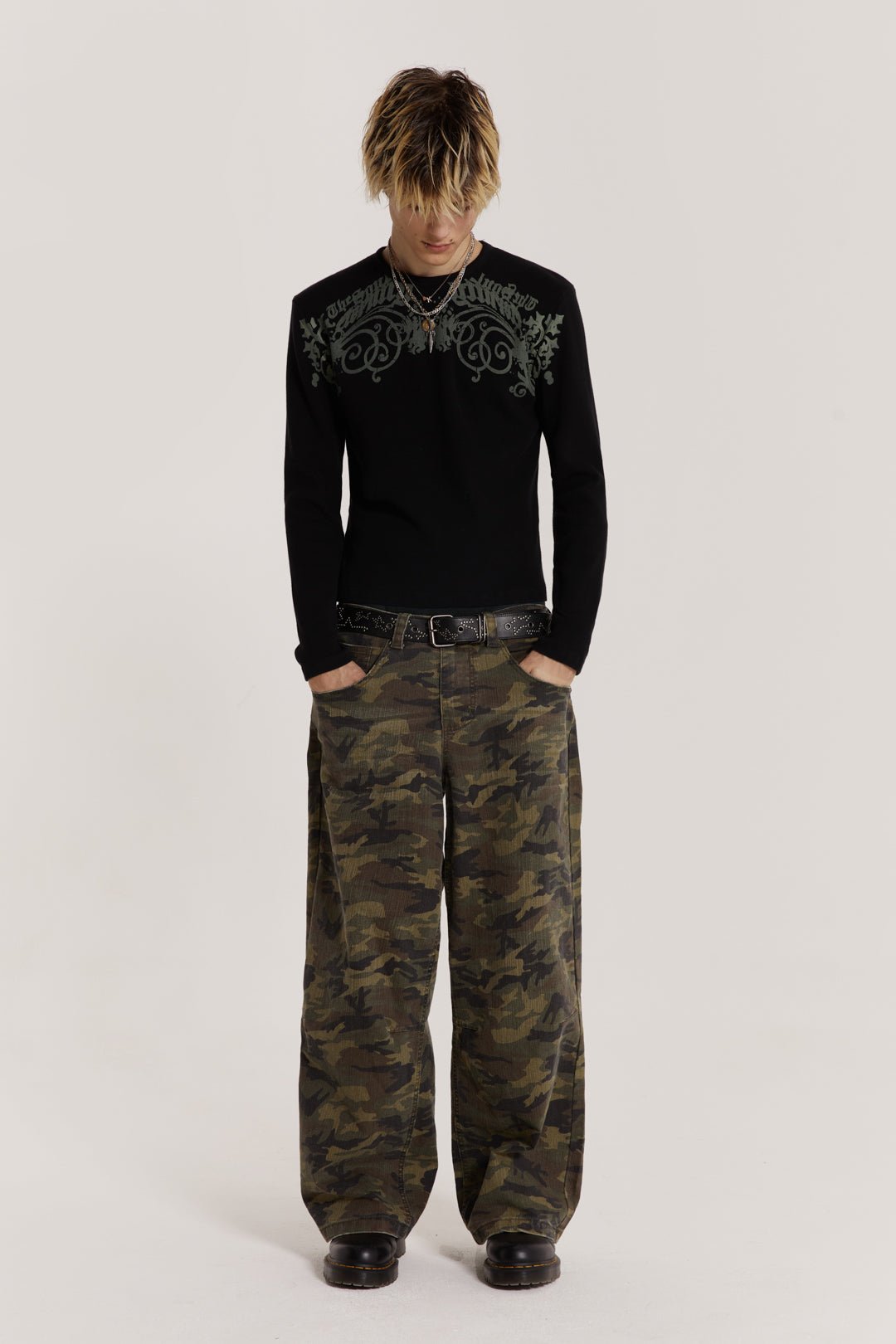 JWZUY Womens Camouflage Cargo Pants Baggy Camo Print Elastic Waist Wide Leg  Trousers Black XXL - Walmart.com