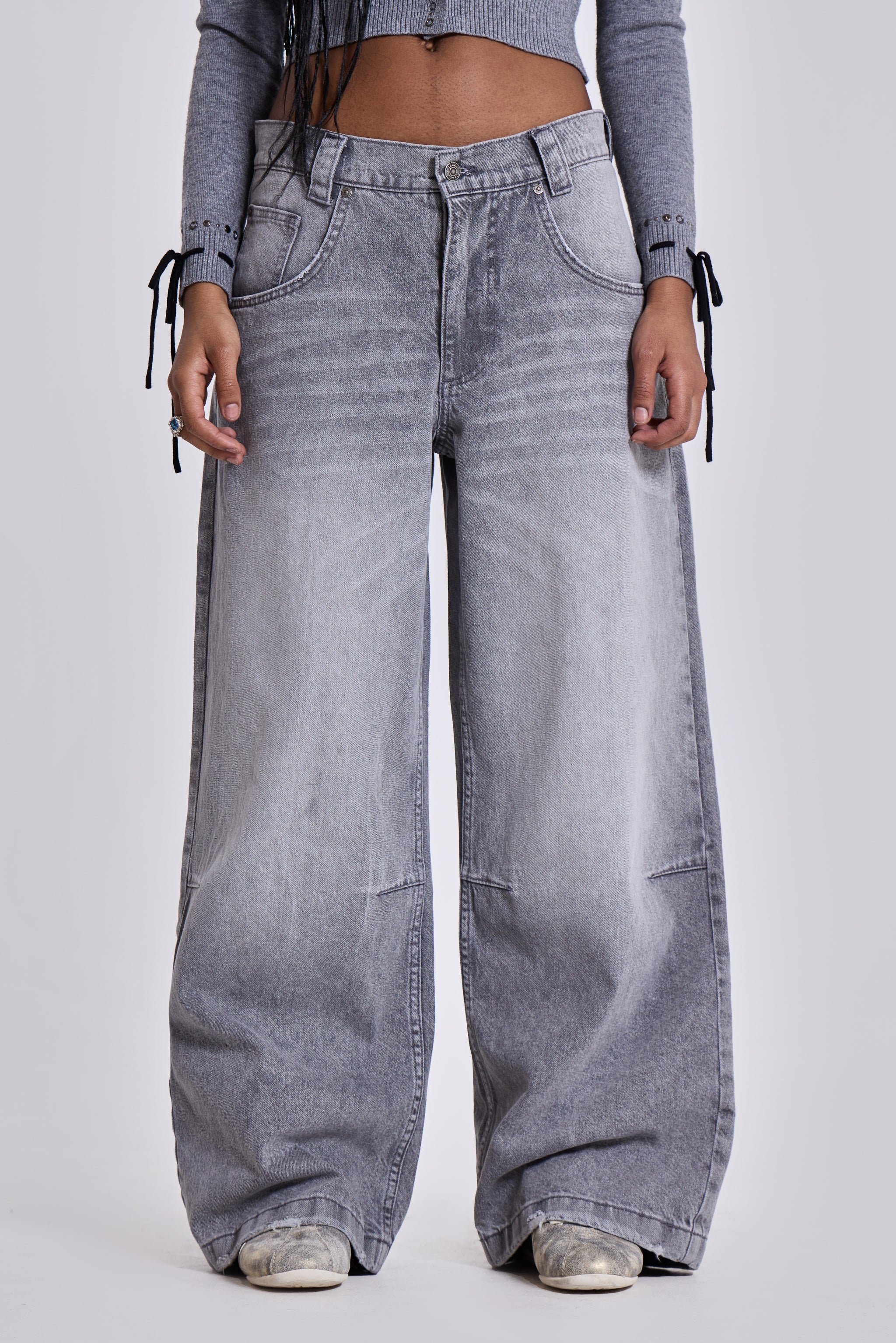 Jaded London LIGHT GREY WASHED RAZOR - Relaxed fit jeans - light