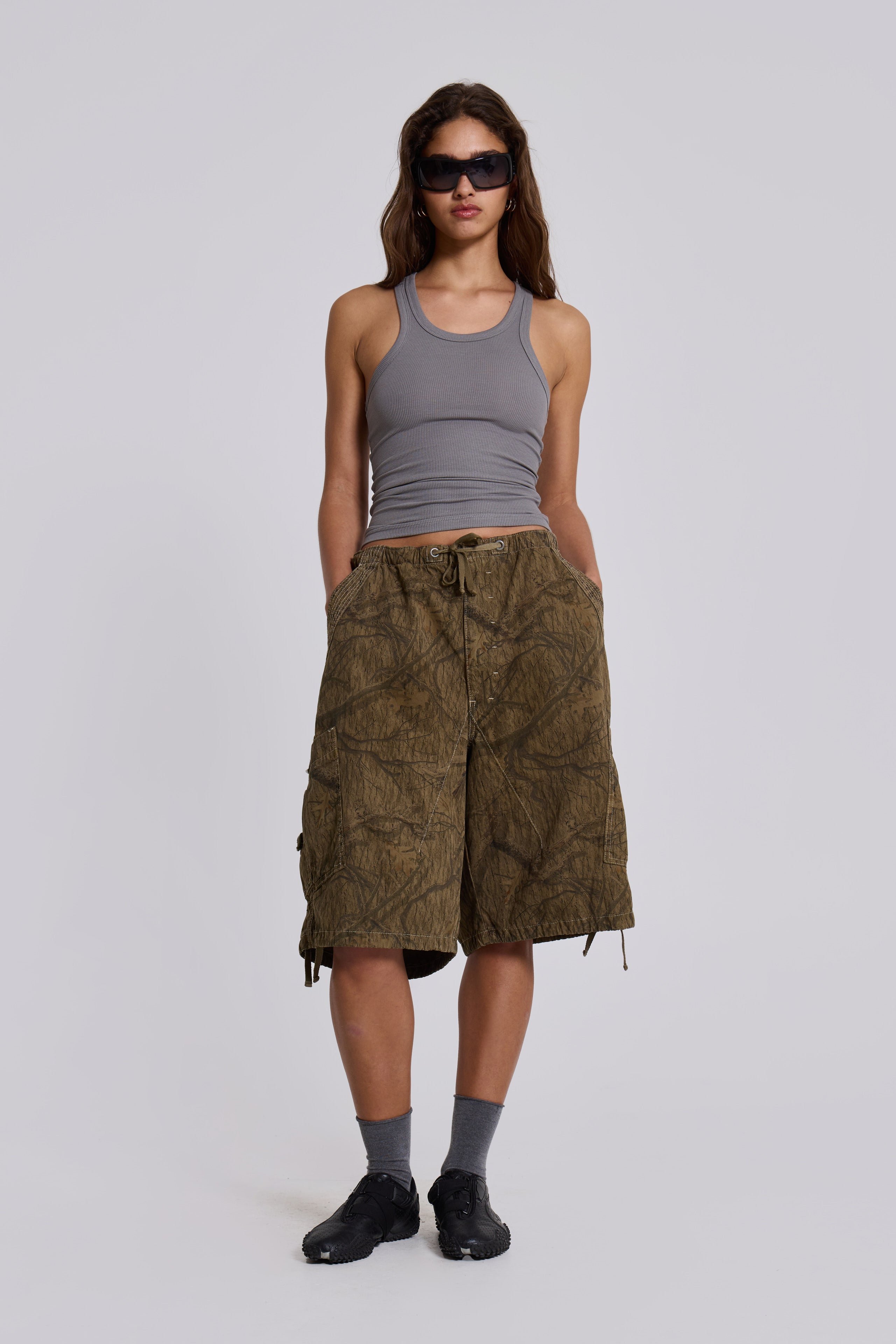 Shop Forest Camo Parachute Shorts | Jaded London | Clothing