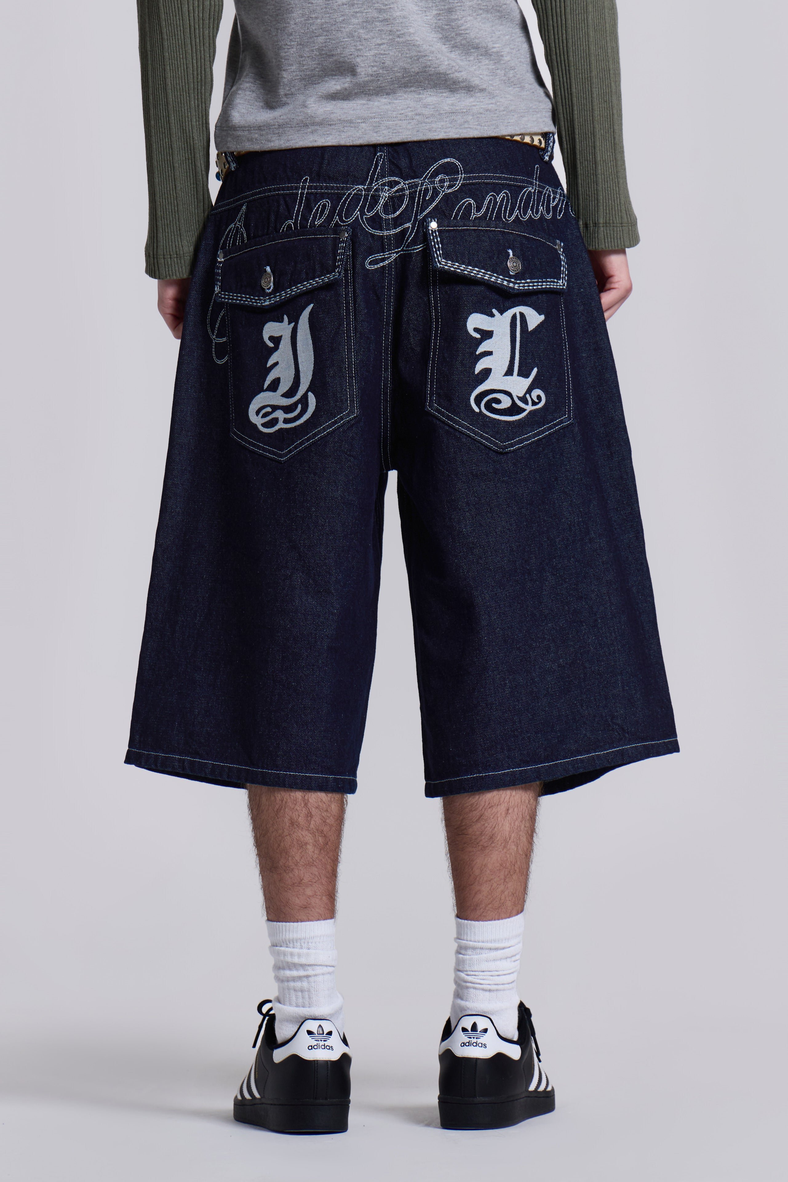 Shop Sonic J-L Indigo Jorts | Jaded London | Clothing