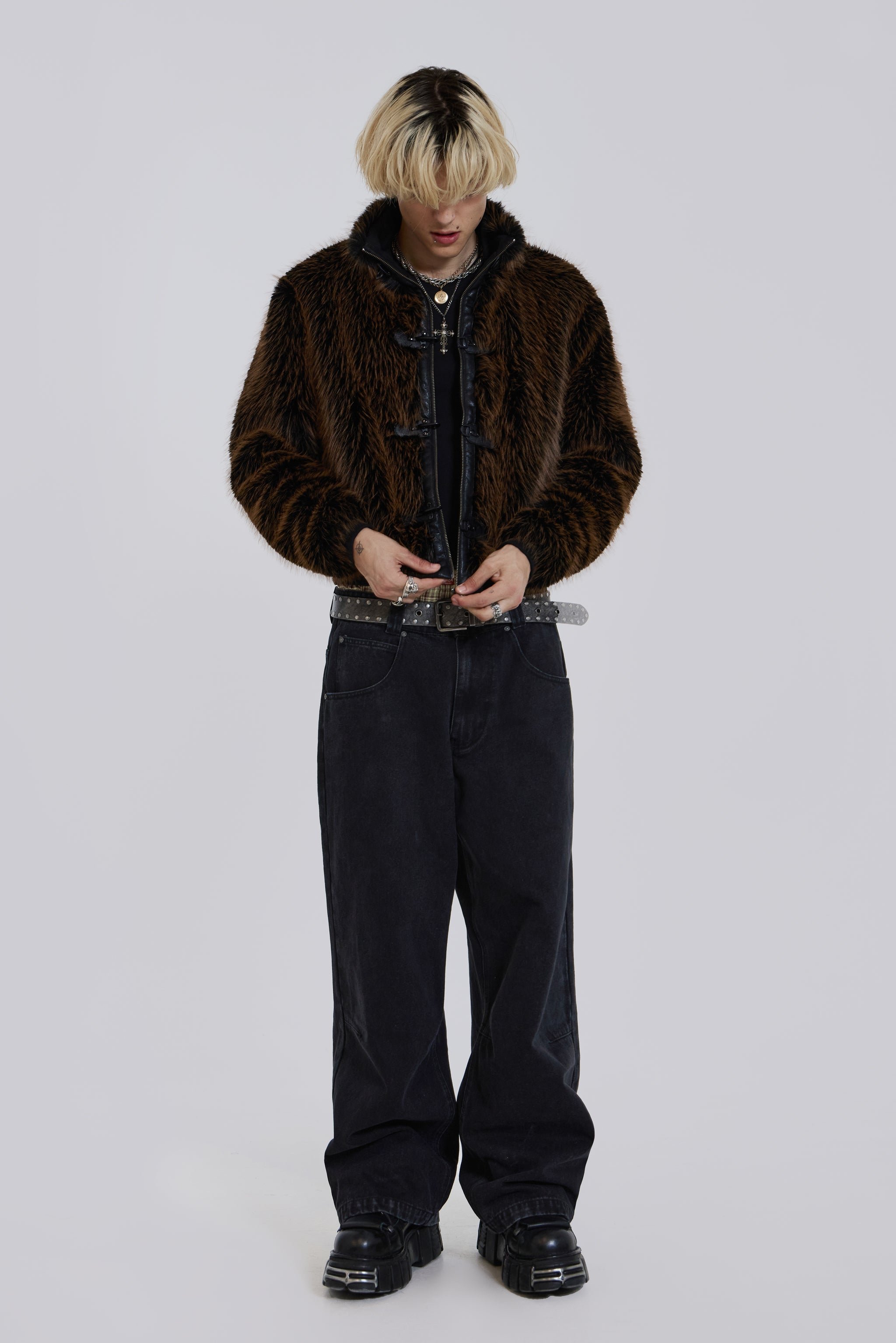 Fur Coat with Metal Fastening | Jaded London